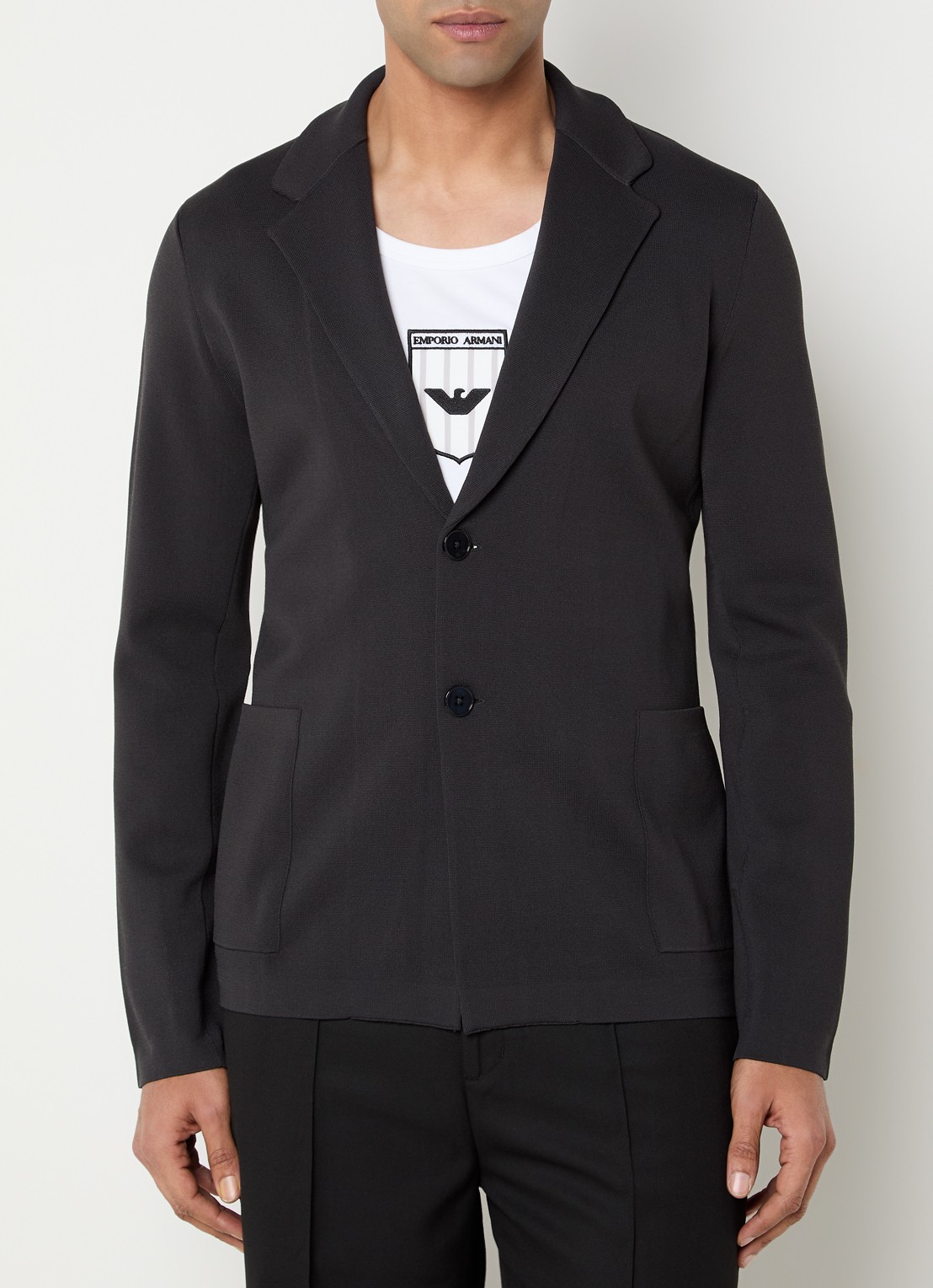 Armani Regular fit colbert met steekzakken - detail 4 zwart