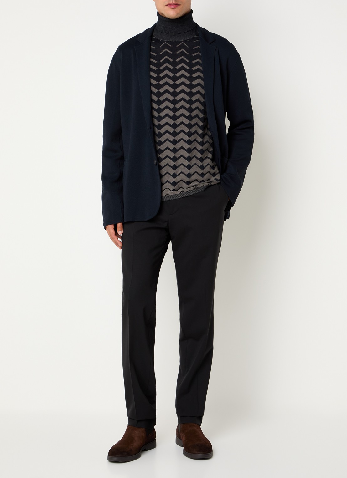 Armani Regular fit colbert met steekzakken - voorkant 3 donkerblauw
