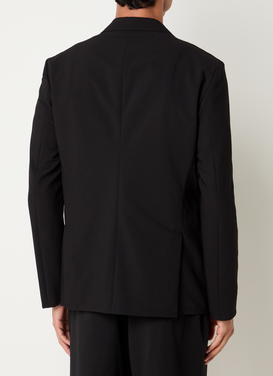 Armani Regular fit colbert van crêpe met paspelzakken - achterkant zwart