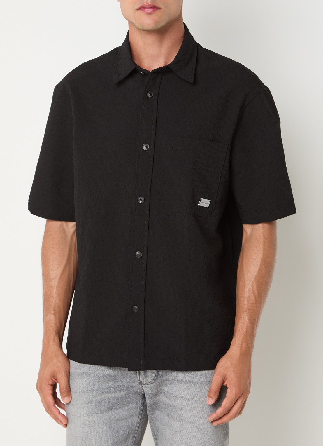 Armani Regular fit overhemd met borstzak - detail 2 zwart