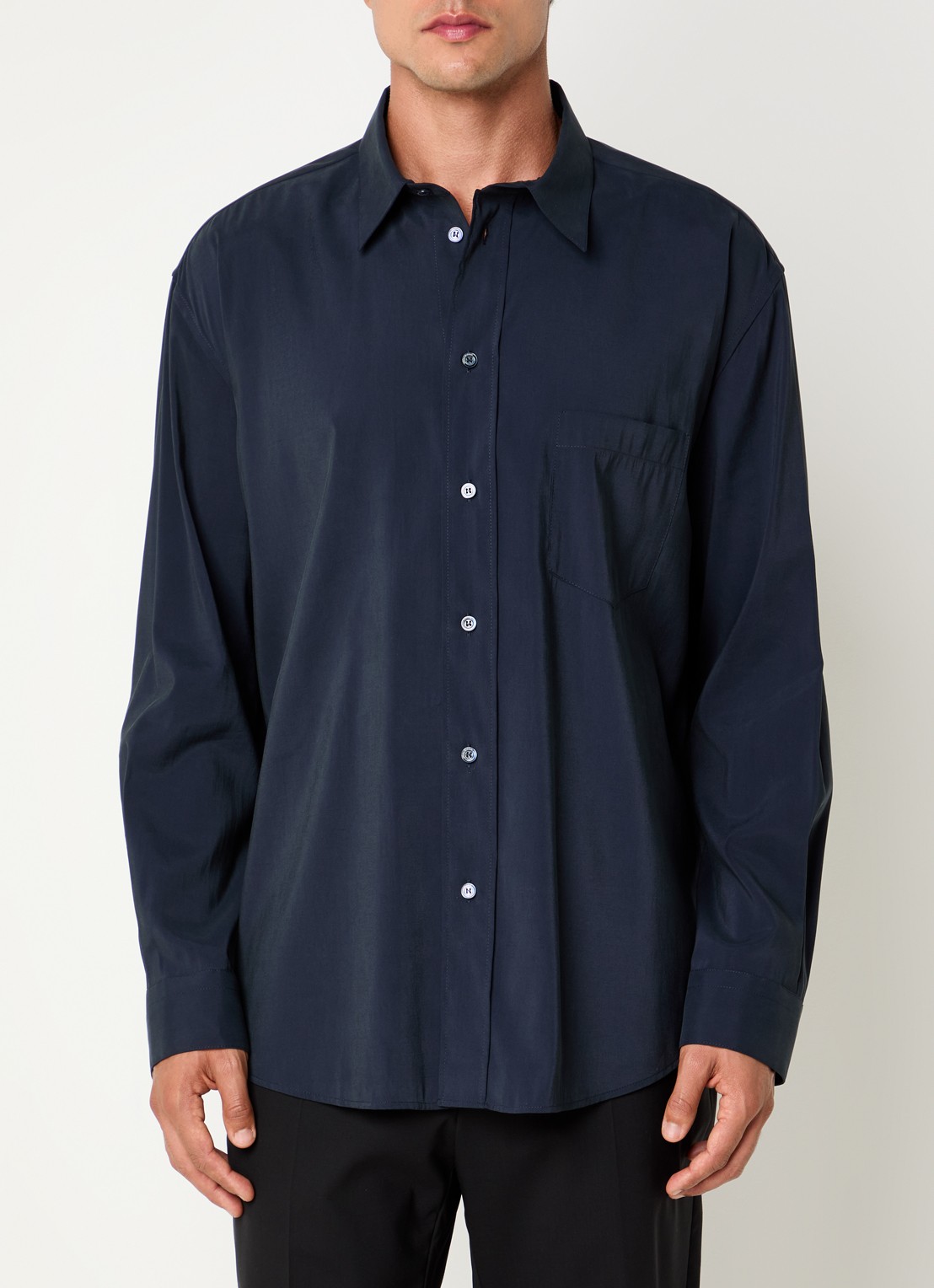 Armani Regular fit overhemd met borstzak - detail donkerblauw