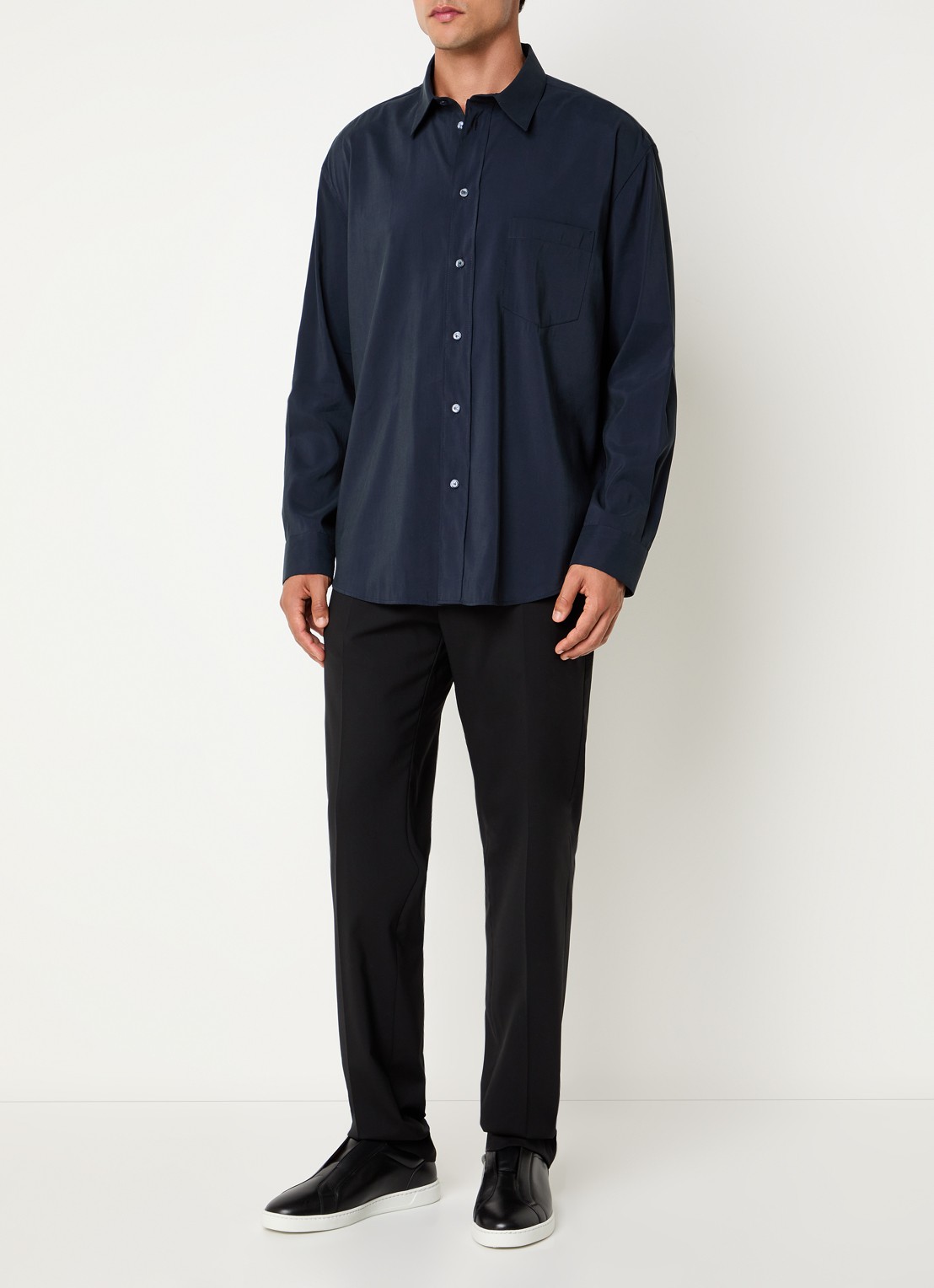 Armani Regular fit overhemd met borstzak - voorkant 4 donkerblauw
