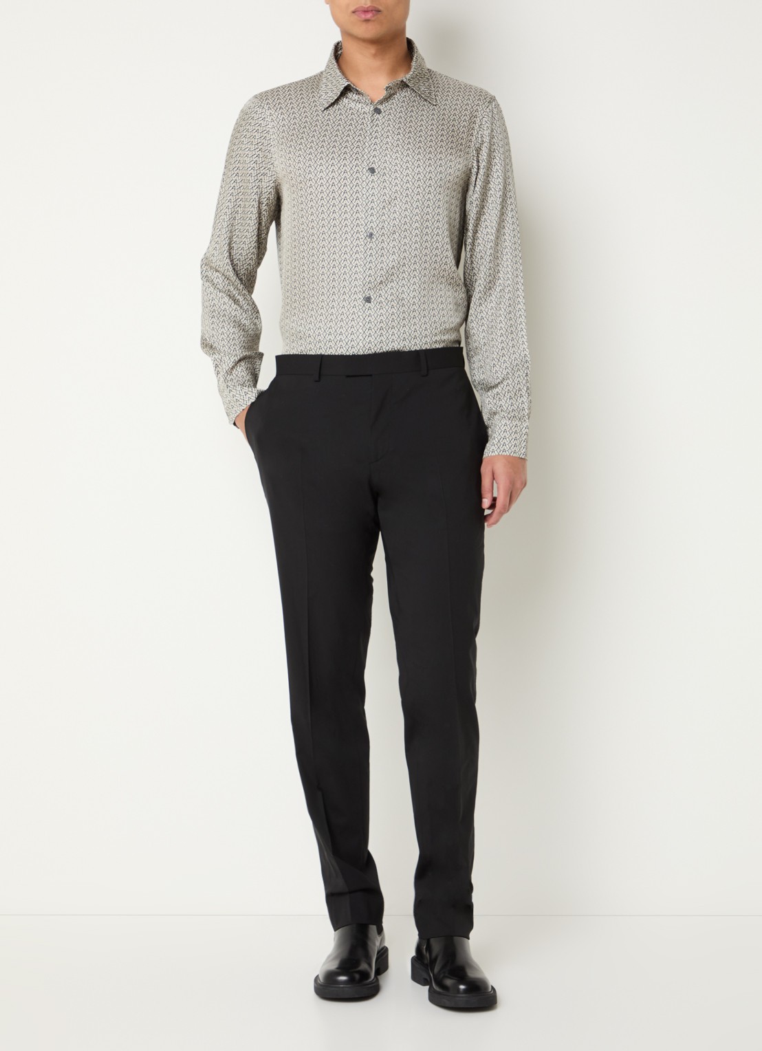 Armani Regular fit overhemd met grafische print - voorkant 3 creme