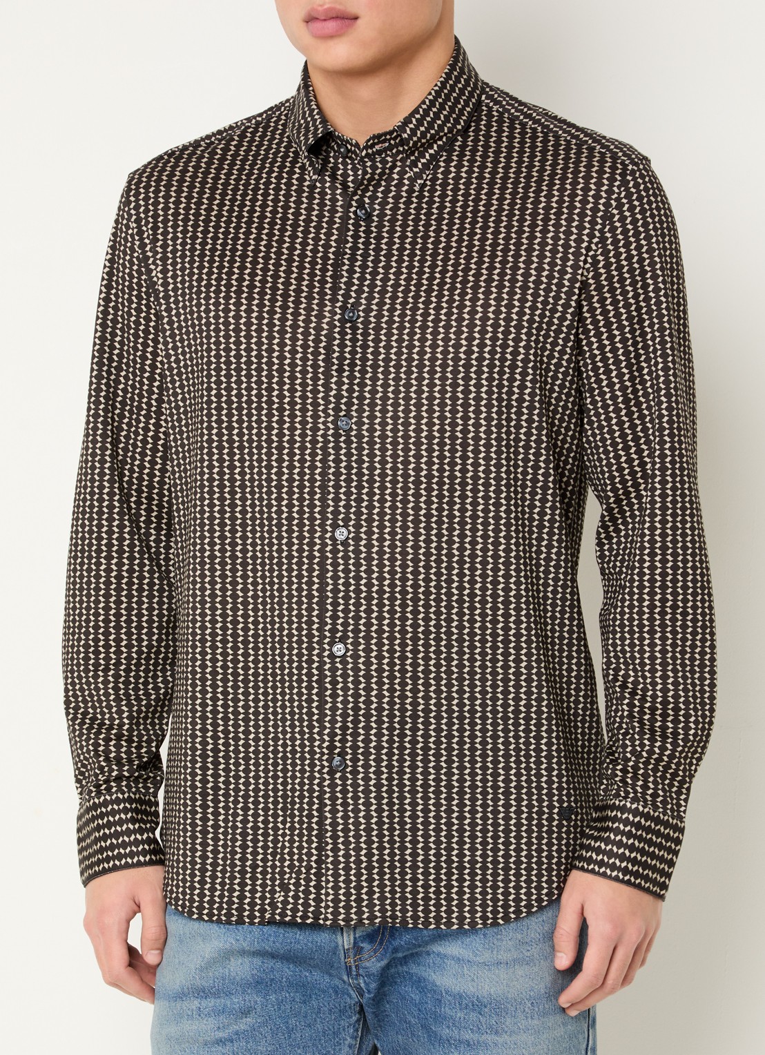 Armani Regular fit overhemd met grafische print - detail 4 zwart
