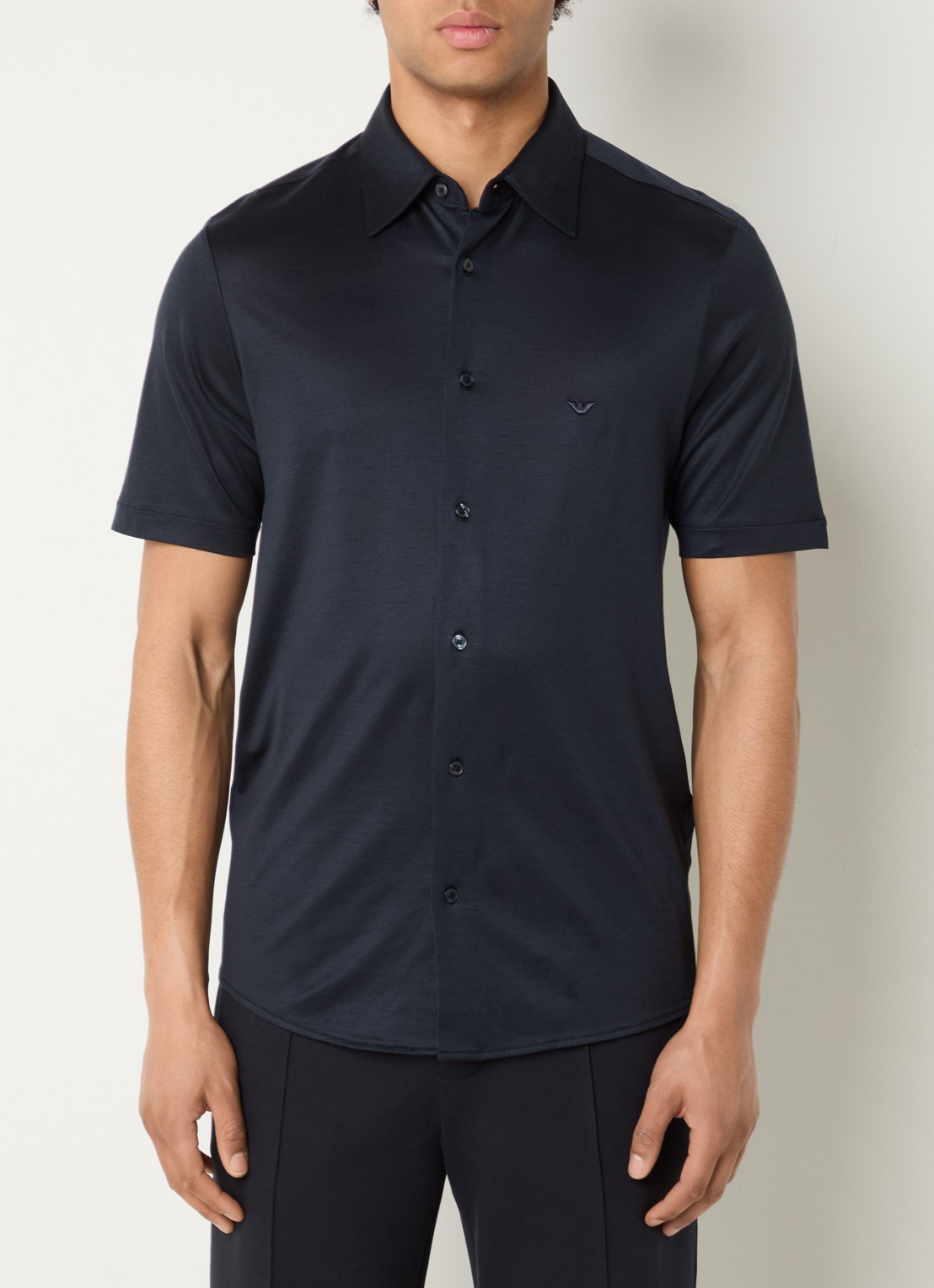 Armani Regular fit overhemd met logo - detail 2 donkerblauw