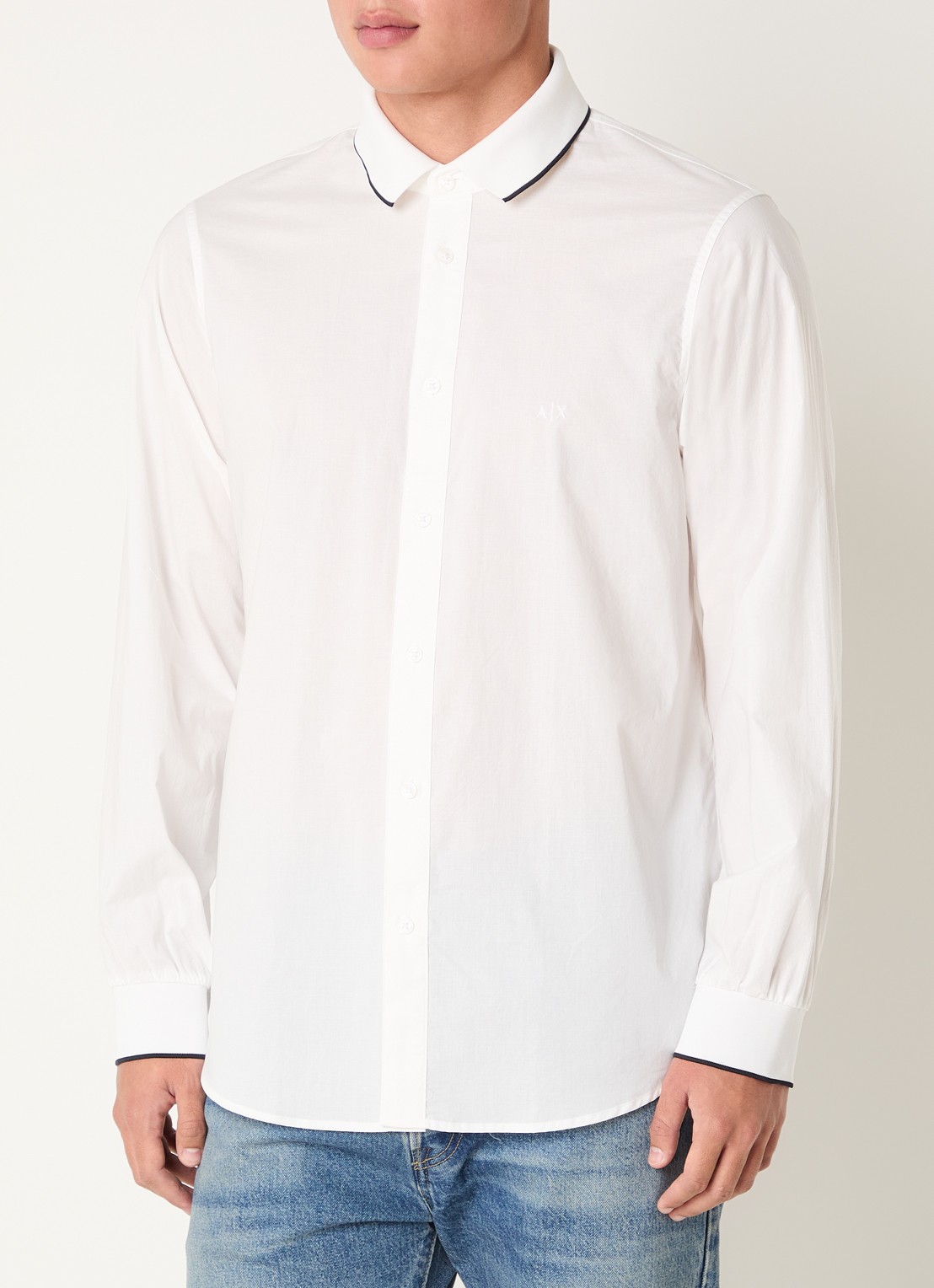 Armani Regular fit overhemd met logoborduring - detail 3 wit
