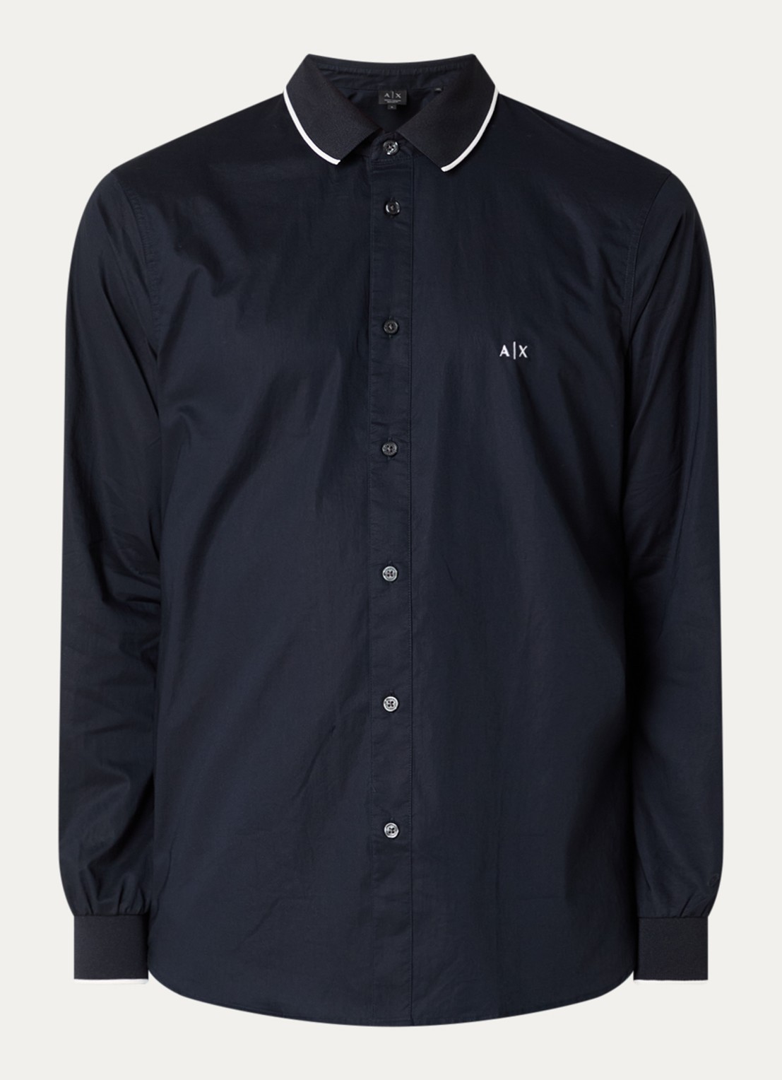 Armani Regular fit overhemd met logoborduring - voorkant 3 donkerblauw