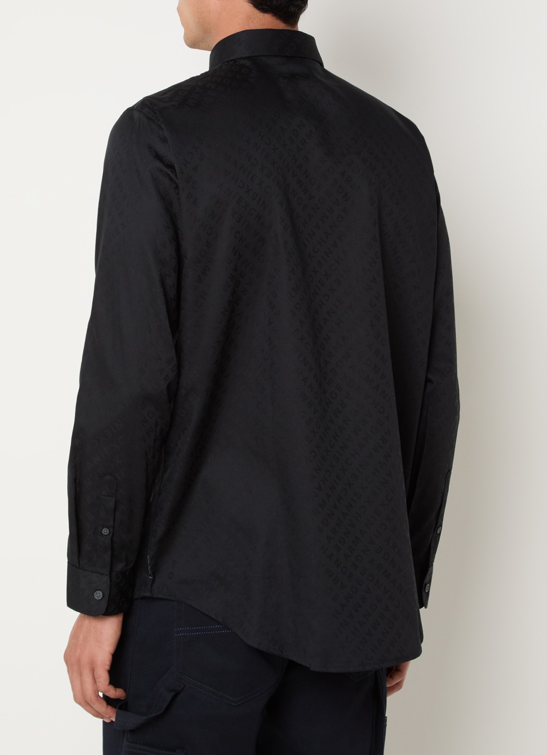 Armani Regular fit overhemd met logoprint  - achterkant zwart