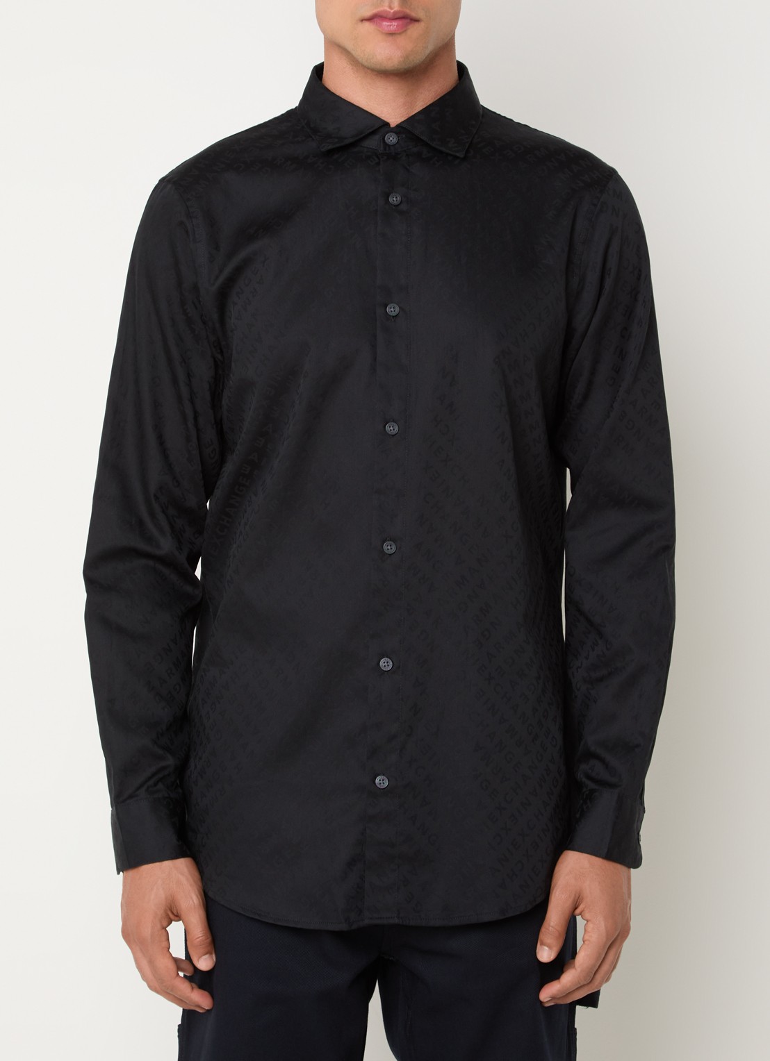 Armani Regular fit overhemd met logoprint  - detail 4 zwart