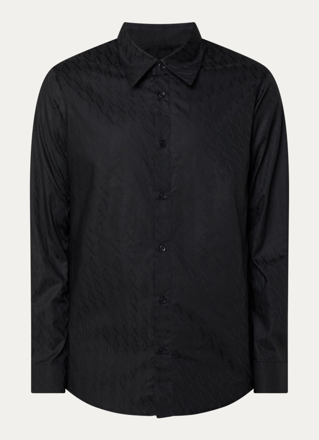 Armani Regular fit overhemd met logoprint - voorkant 3 zwart