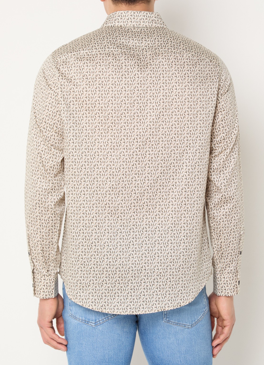 Armani Regular fit overhemd met logoprint - achterkant 2 donkerbeige