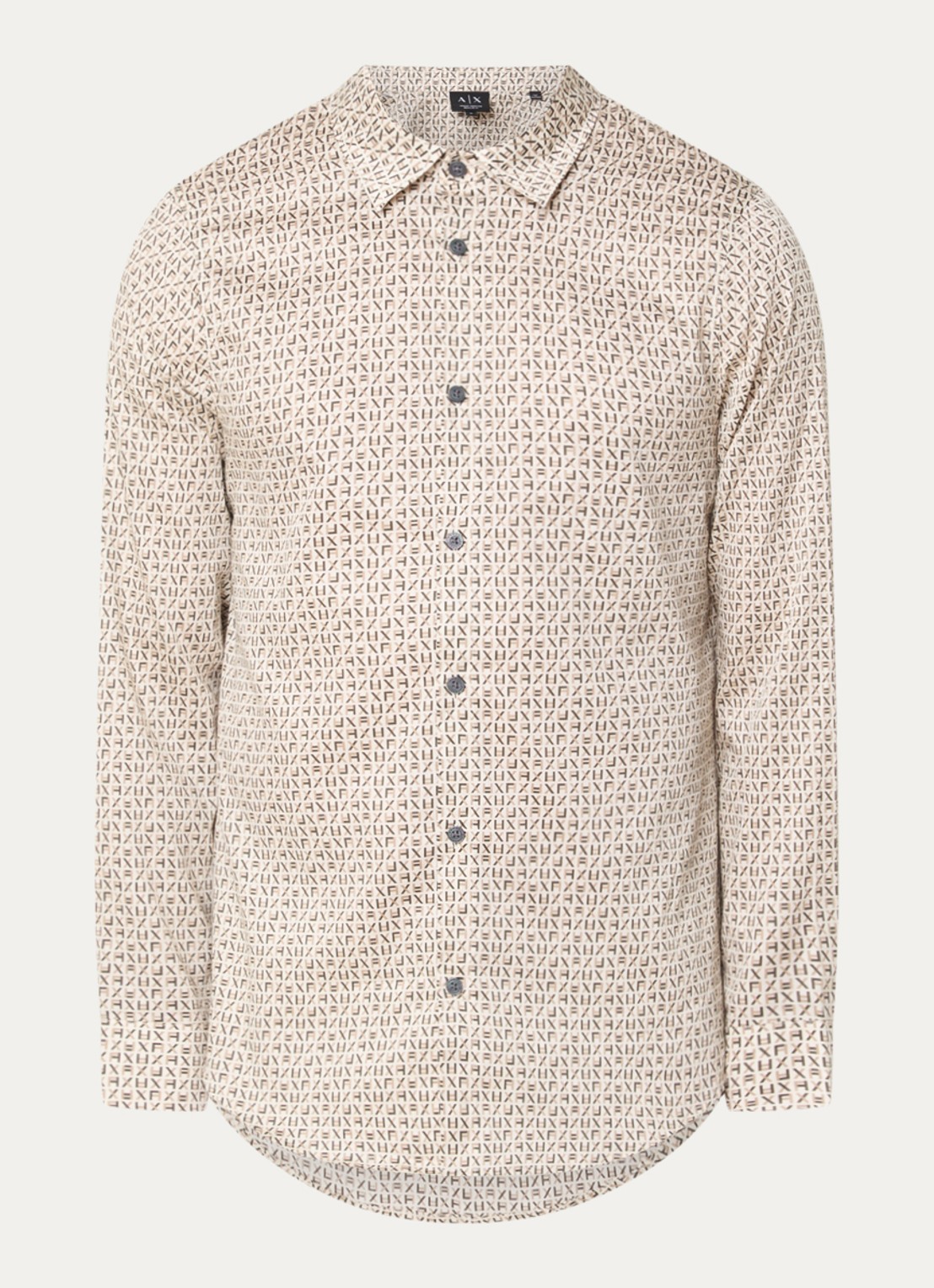 Armani Regular fit overhemd met logoprint - voorkant 3 donkerbeige