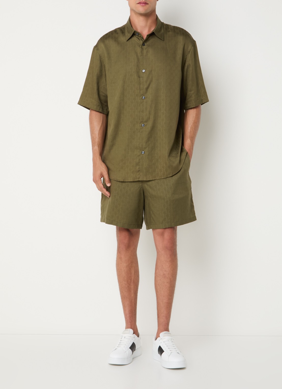Armani Regular fit overhemd met logoprint - voorkant 4 groen