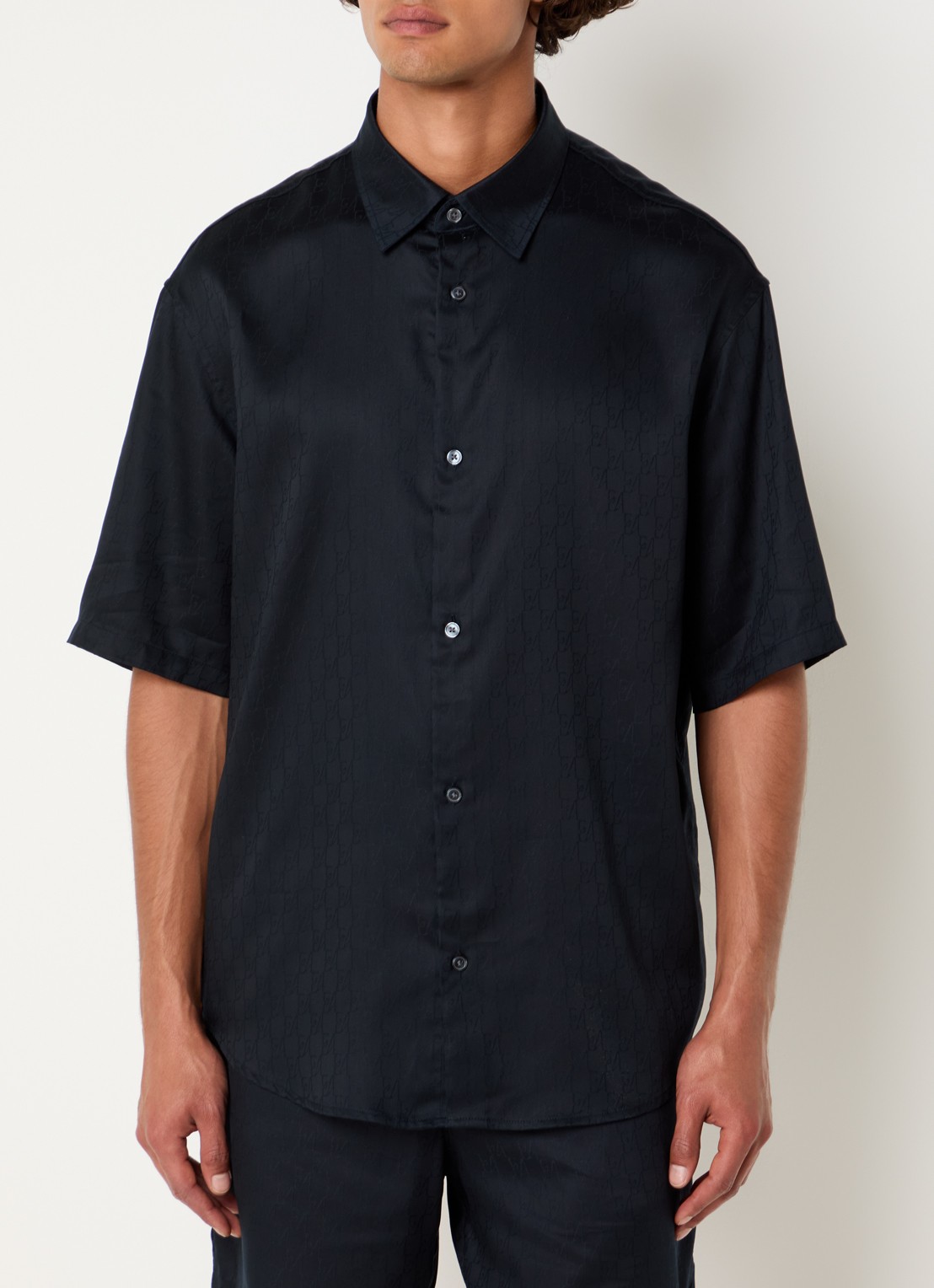Armani Regular fit overhemd met logoprint - detail 3 donkerblauw
