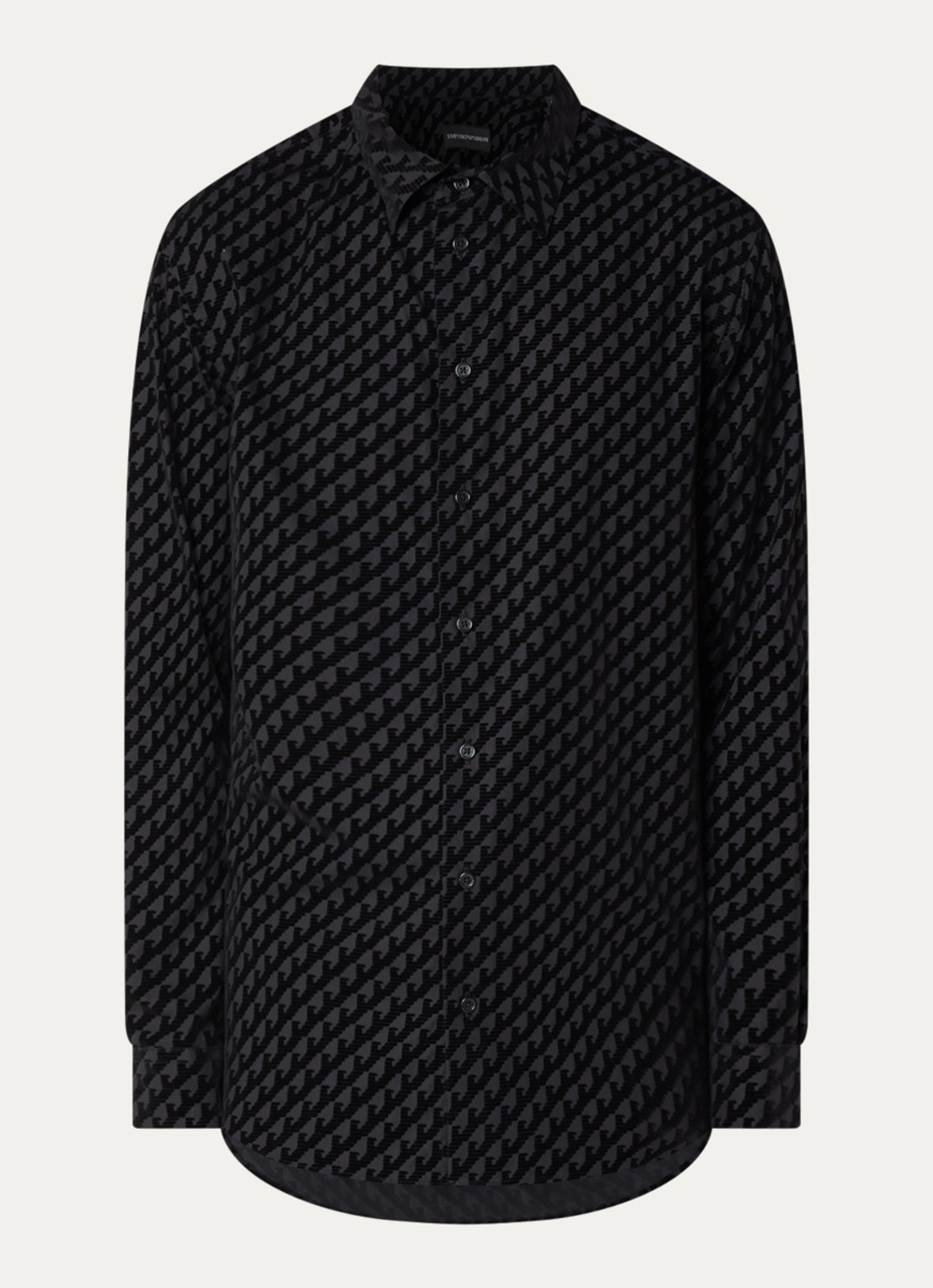 Armani Regular fit overhemd met logoprint - voorkant 3 zwart