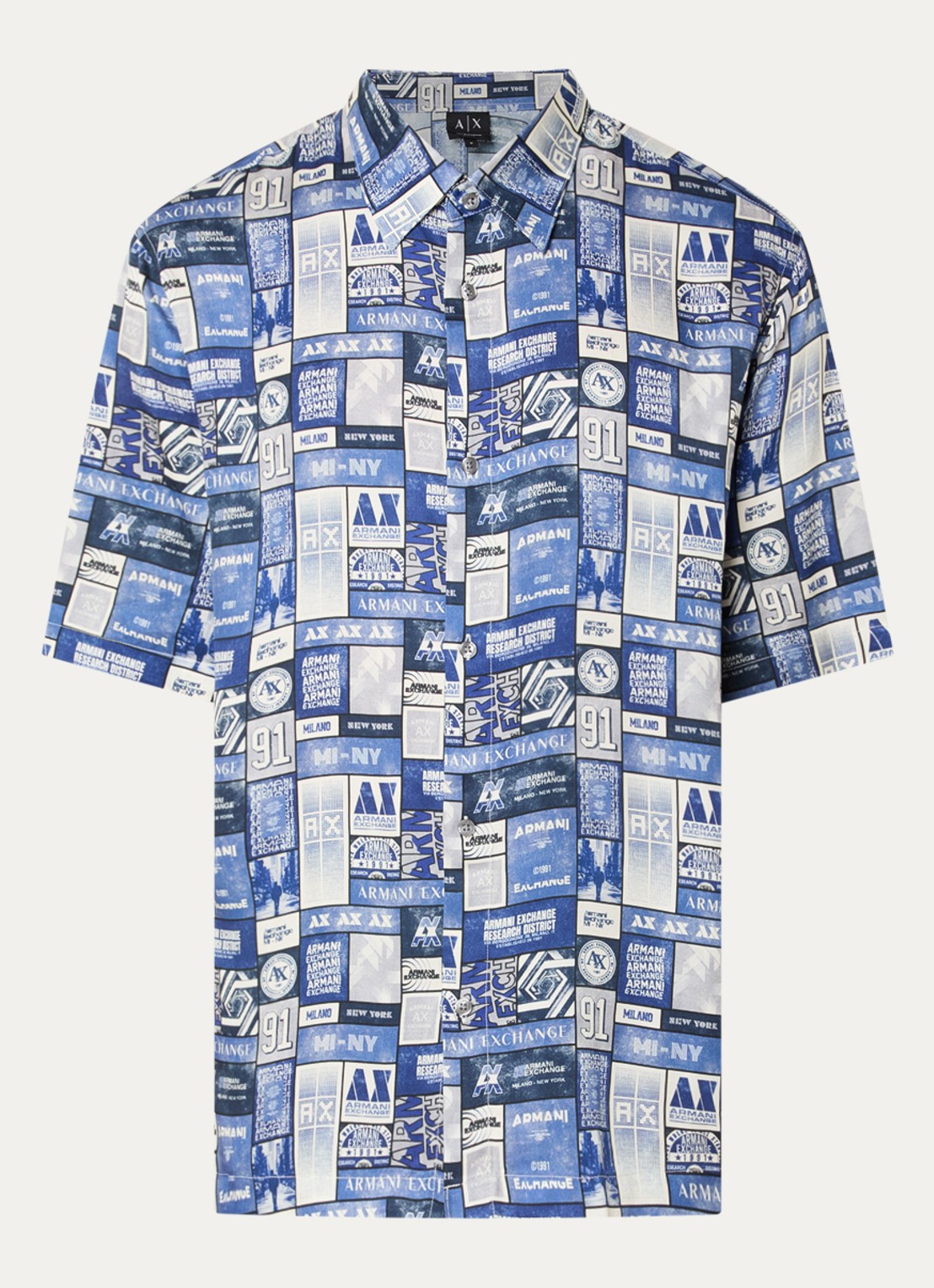 Armani Regular fit overhemd met print - voorkant 2 blauw