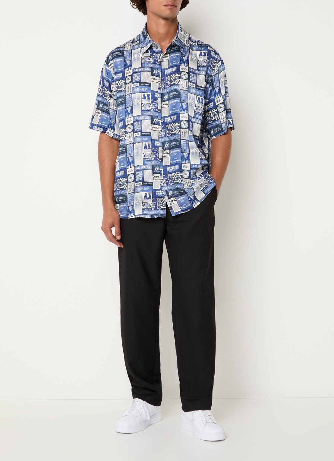 Armani Regular fit overhemd met print - voorkant 3 blauw