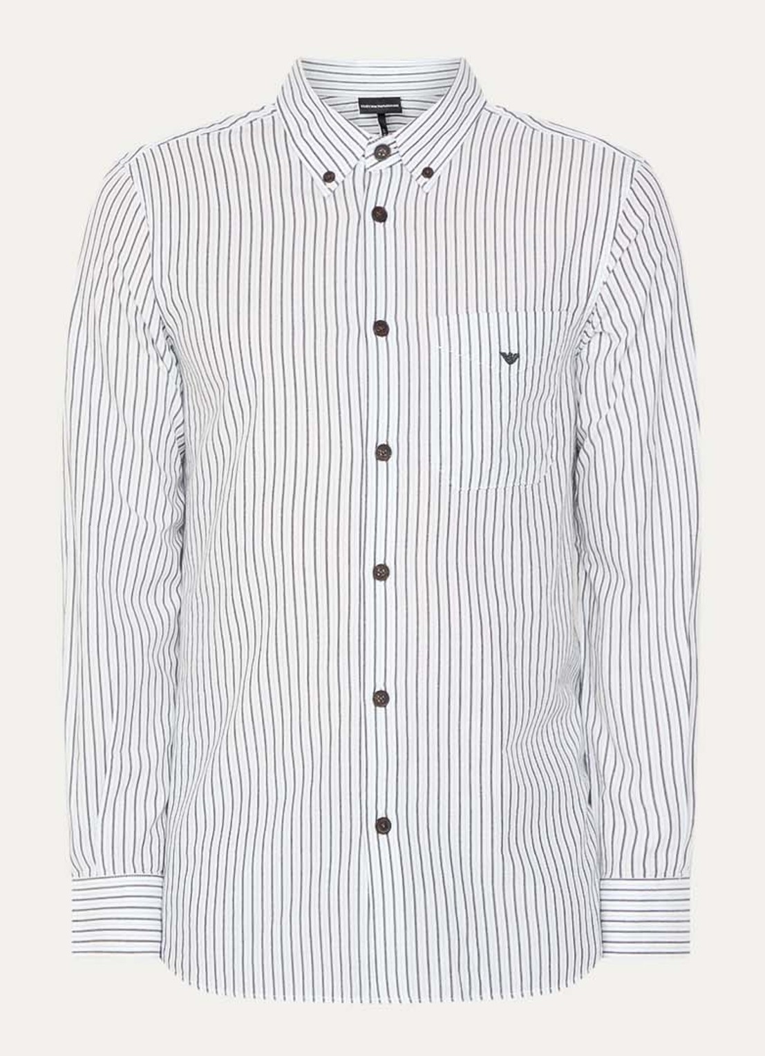 Armani Regular fit overhemd met streepprint en logo - voorkant 3 lichtblauw