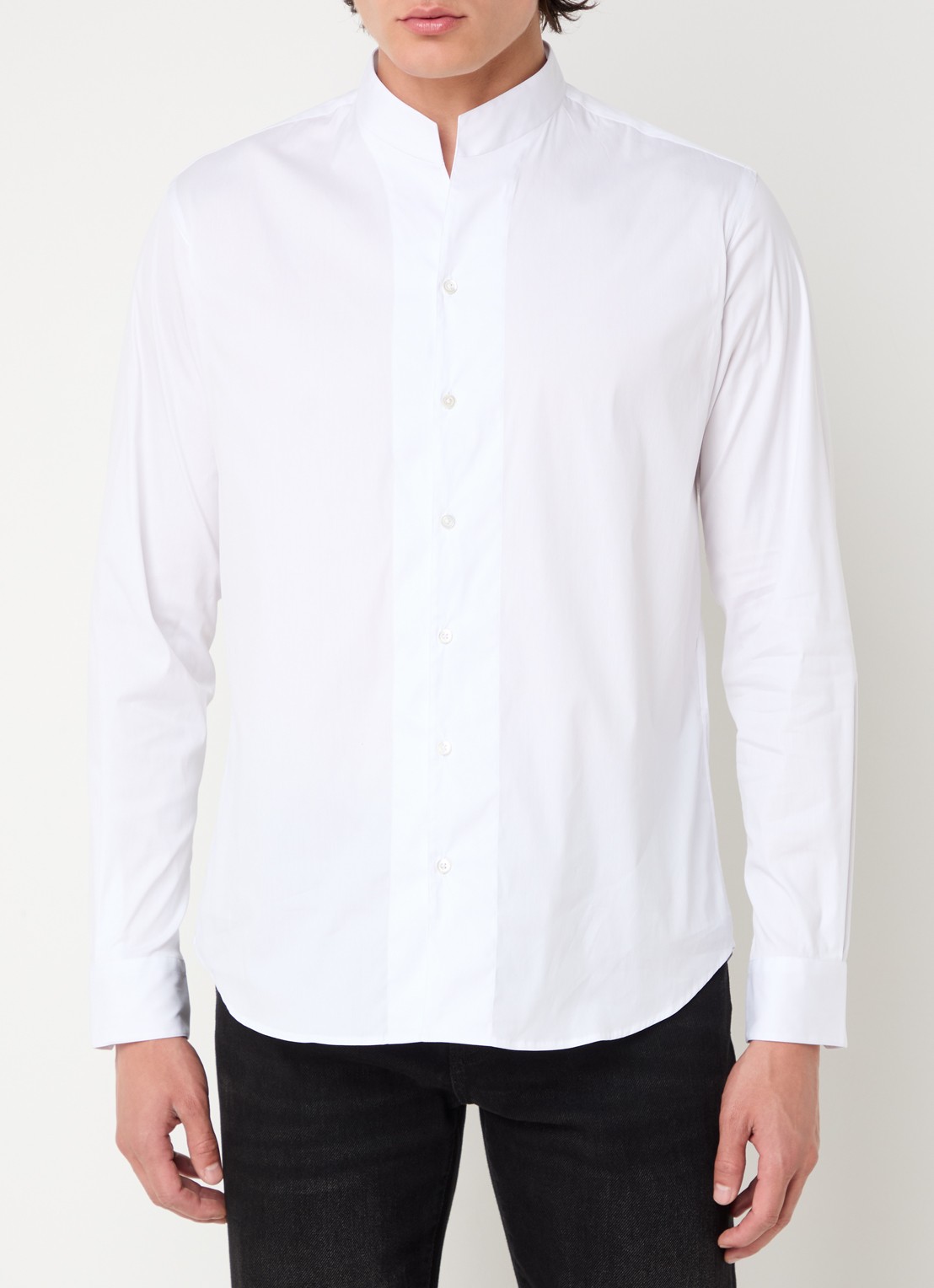 Armani Regular fit overhemd met stretch - detail 4 wit