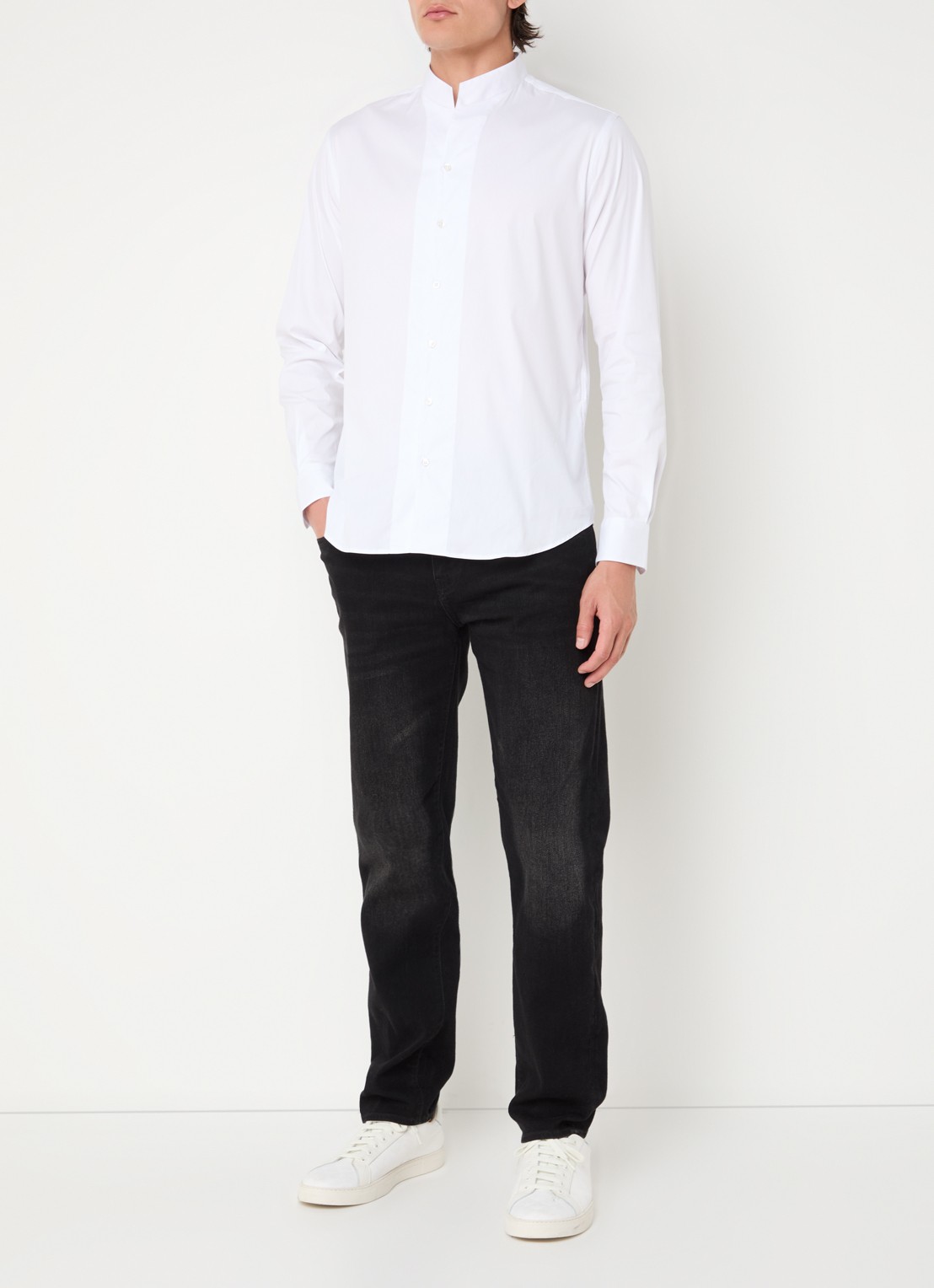 Armani Regular fit overhemd met stretch - voorkant 2 wit