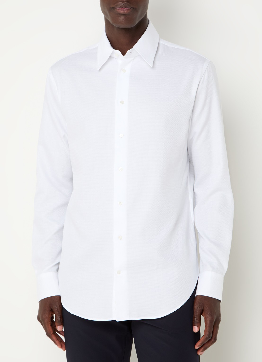 Armani Regular fit overhemd met stretch - detail 4 wit
