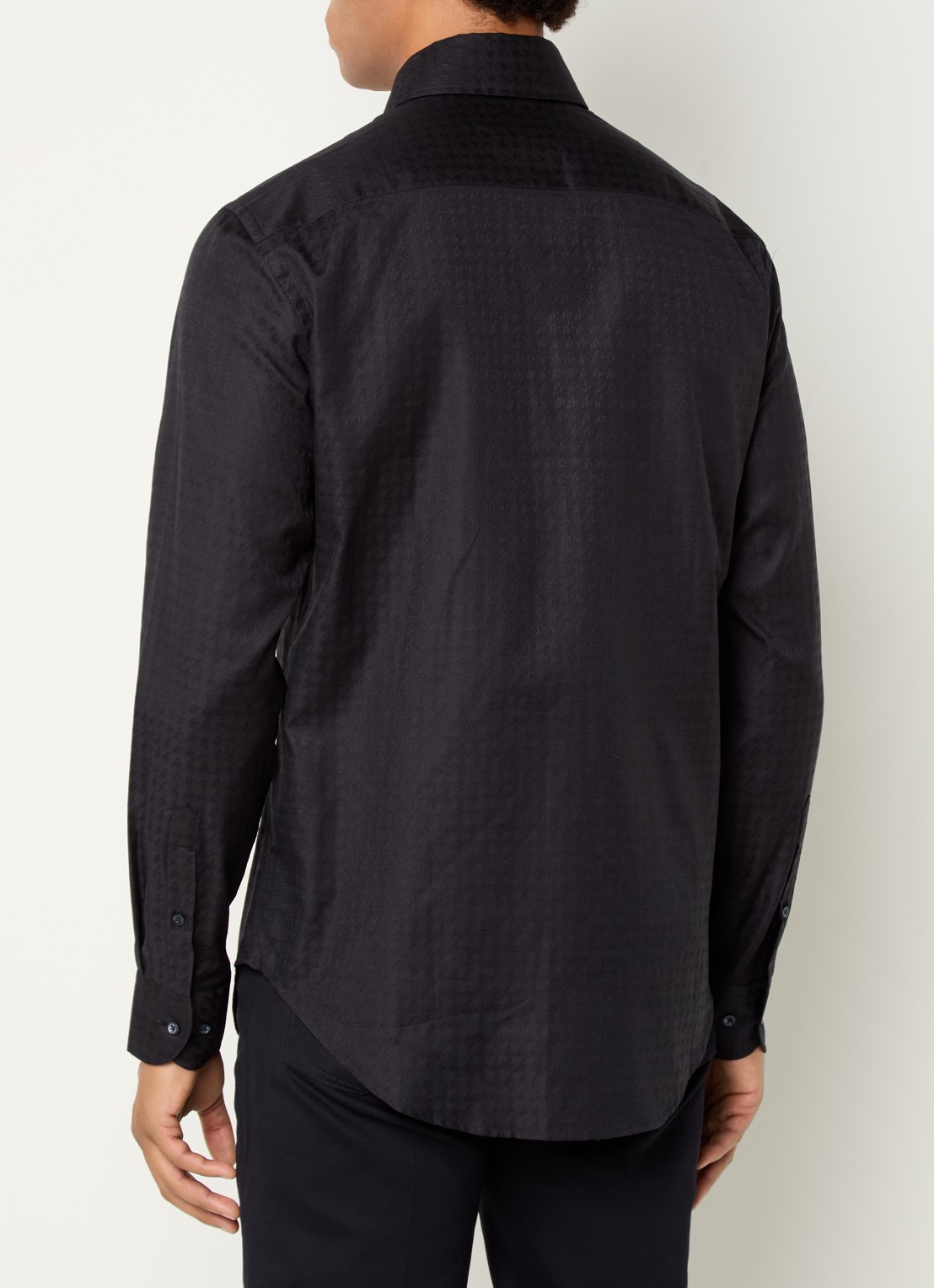 Armani Regular fit overhemd met stretch - achterkant donkerblauw