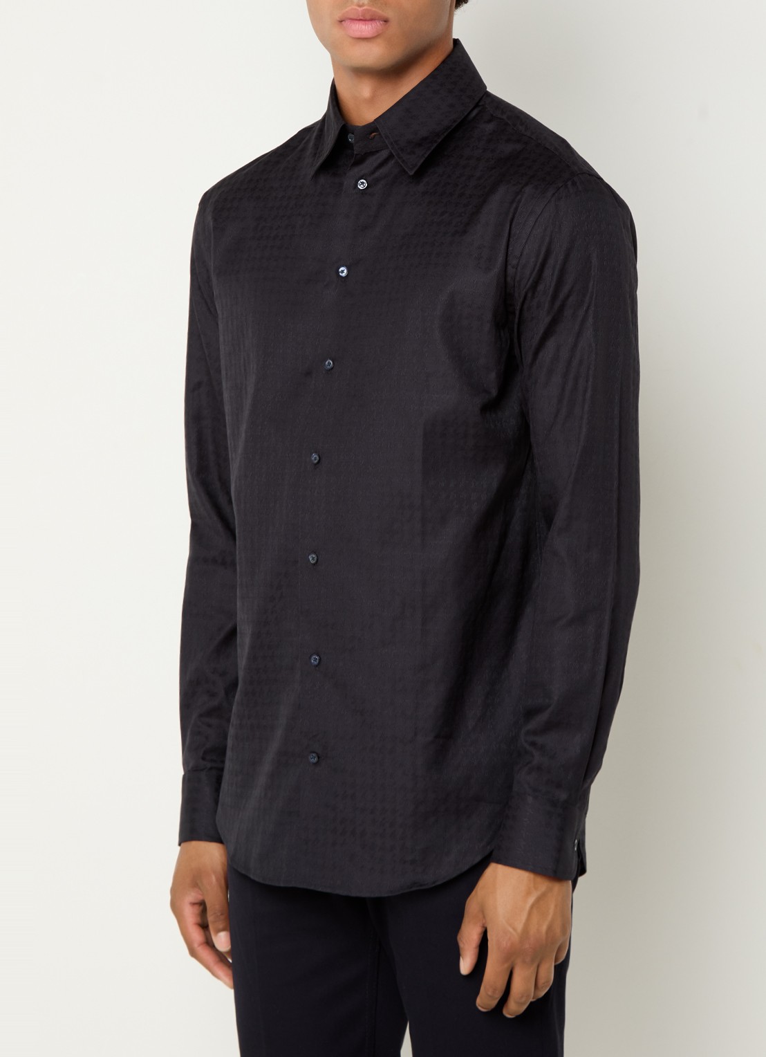 Armani Regular fit overhemd met stretch - detail 4 donkerblauw