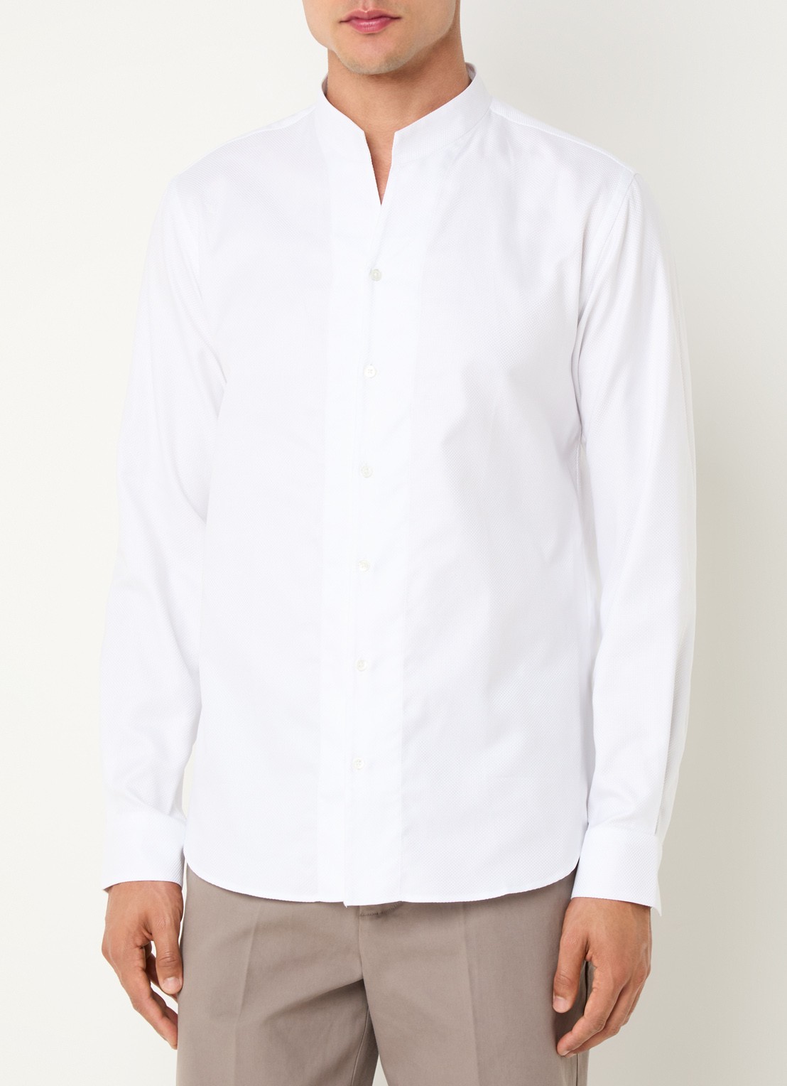 Armani Regular fit overhemd met stretch - detail gebroken wit