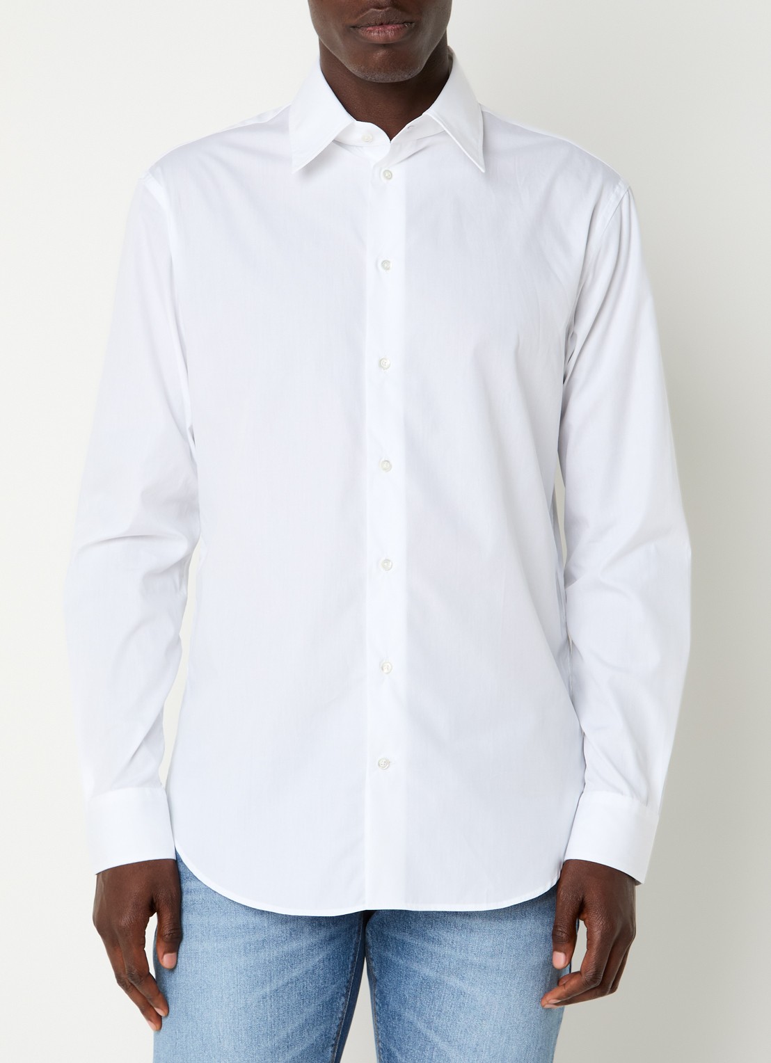 Armani Regular fit overhemd met stretch - detail 4 gebroken wit