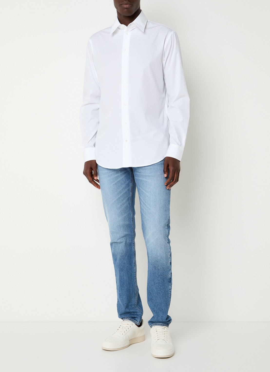 Armani Regular fit overhemd met stretch - voorkant 3 gebroken wit