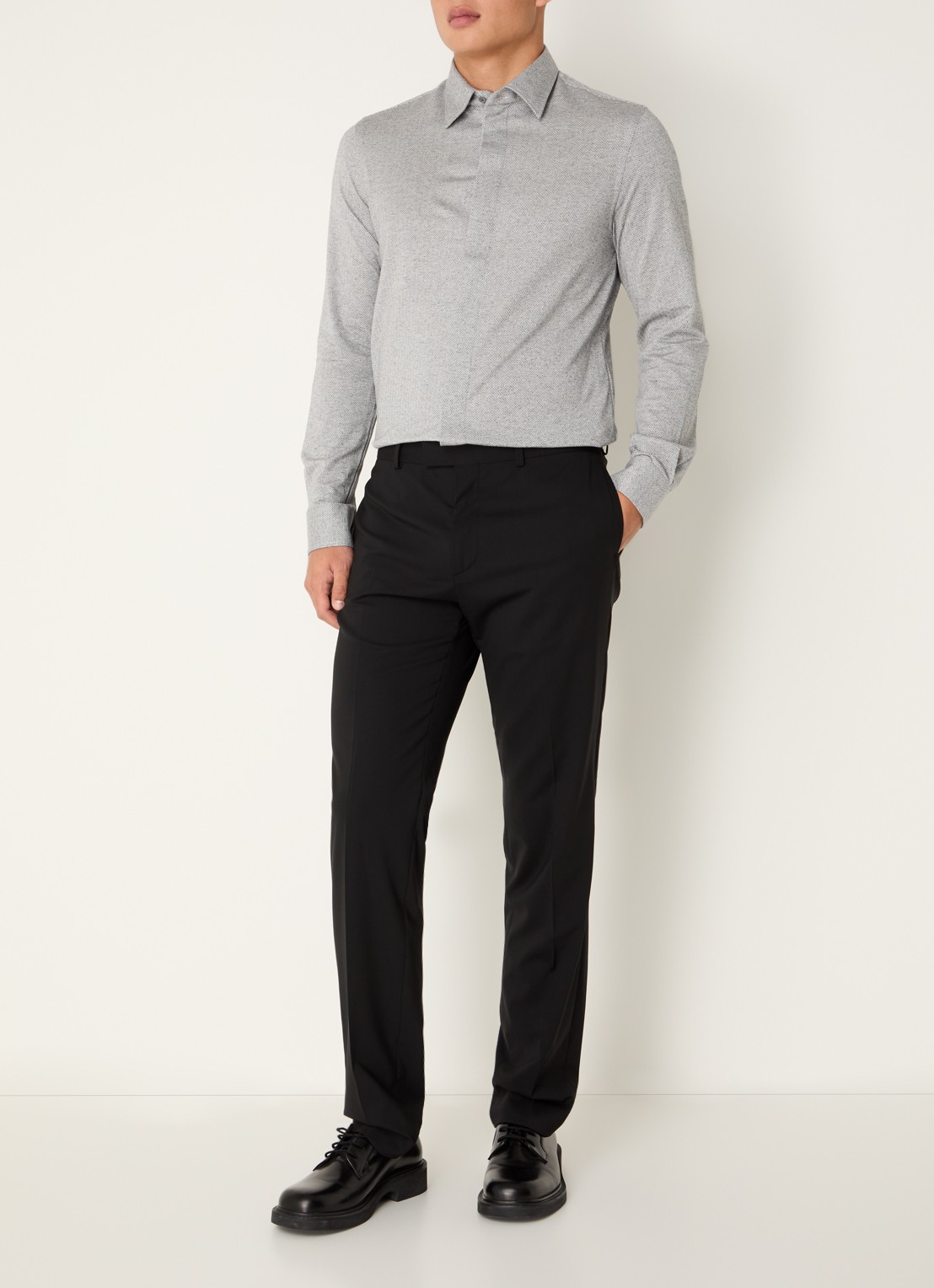 Armani Regular fit overhemd met stretch - voorkant 4 grijs