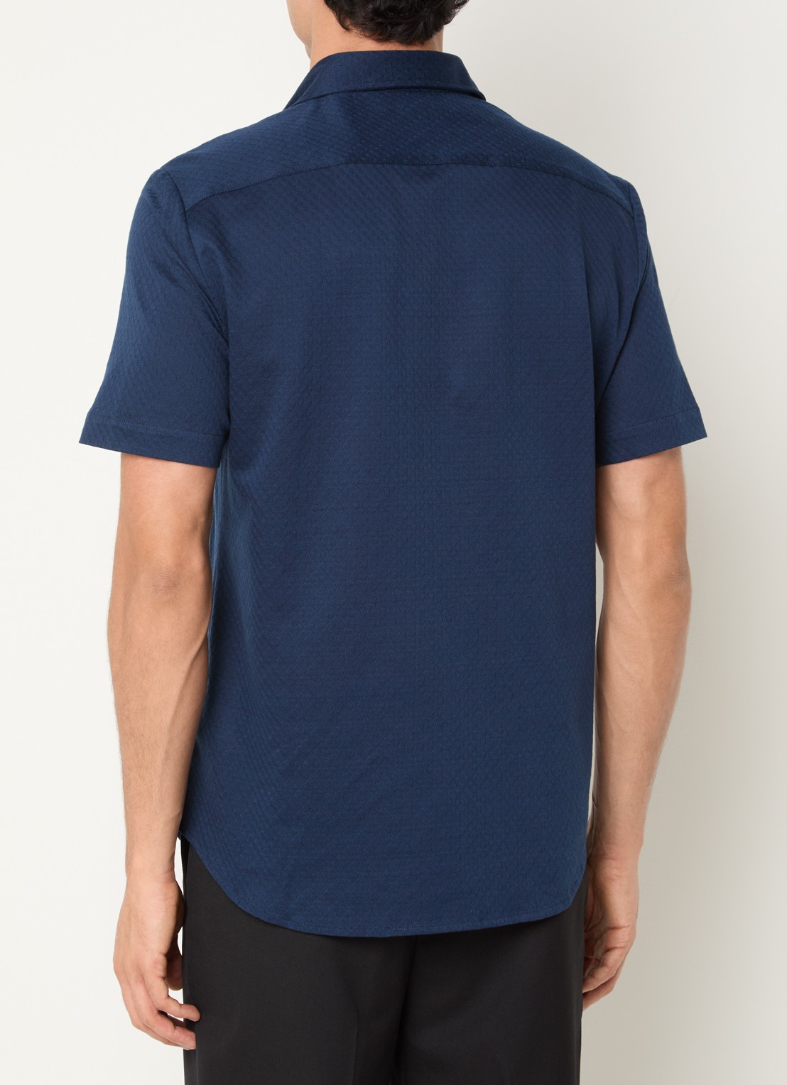 Armani Regular fit overhemd met structuur - achterkant 4 donkerblauw