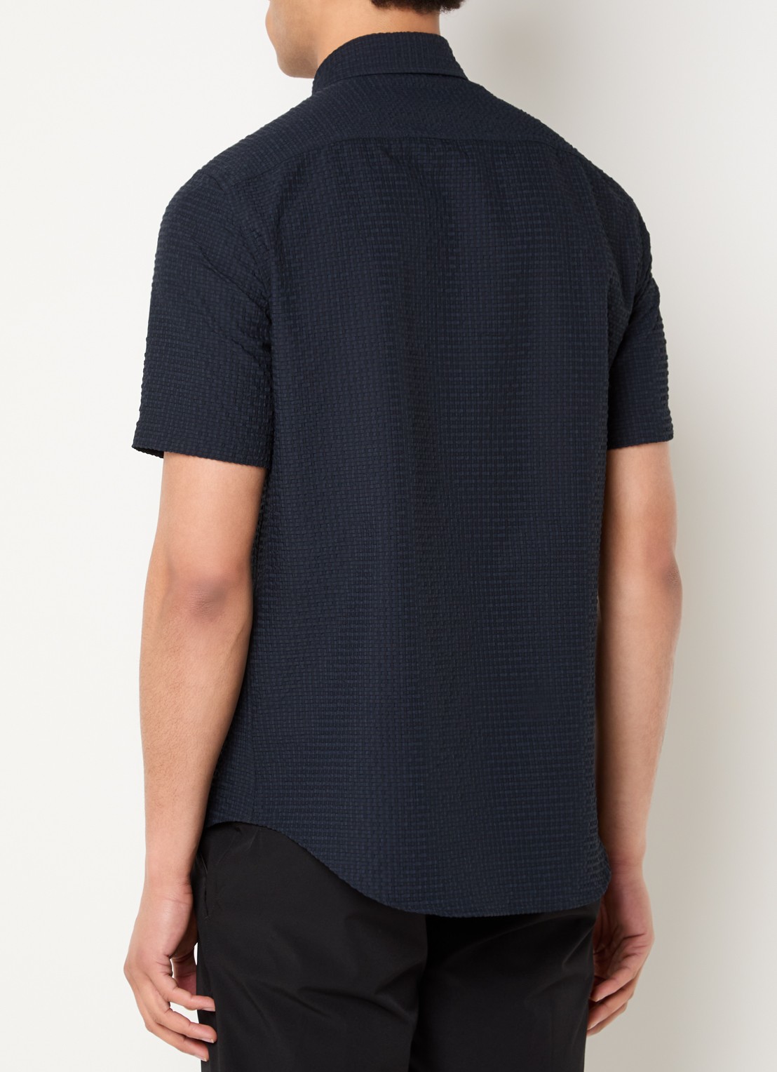 Armani Regular fit overhemd met structuur - achterkant 2 donkerblauw