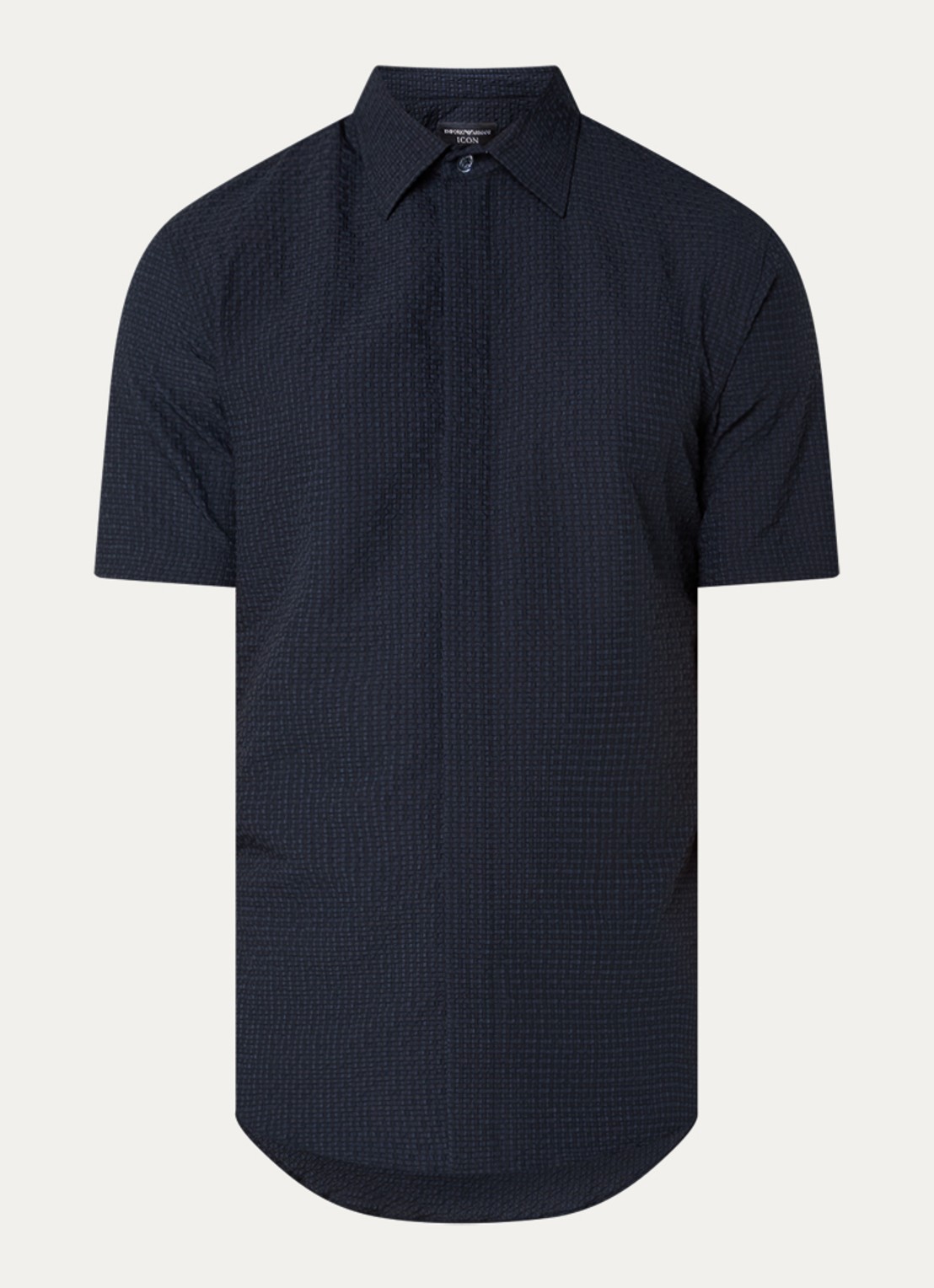 Armani Regular fit overhemd met structuur - voorkant 3 donkerblauw