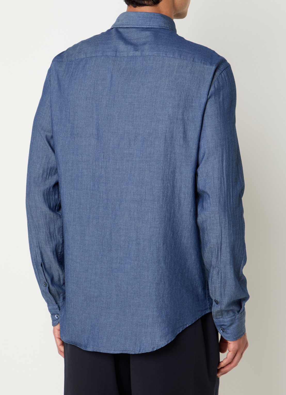 Armani Regular fit overhemd van chambray - achterkant 4 indigo