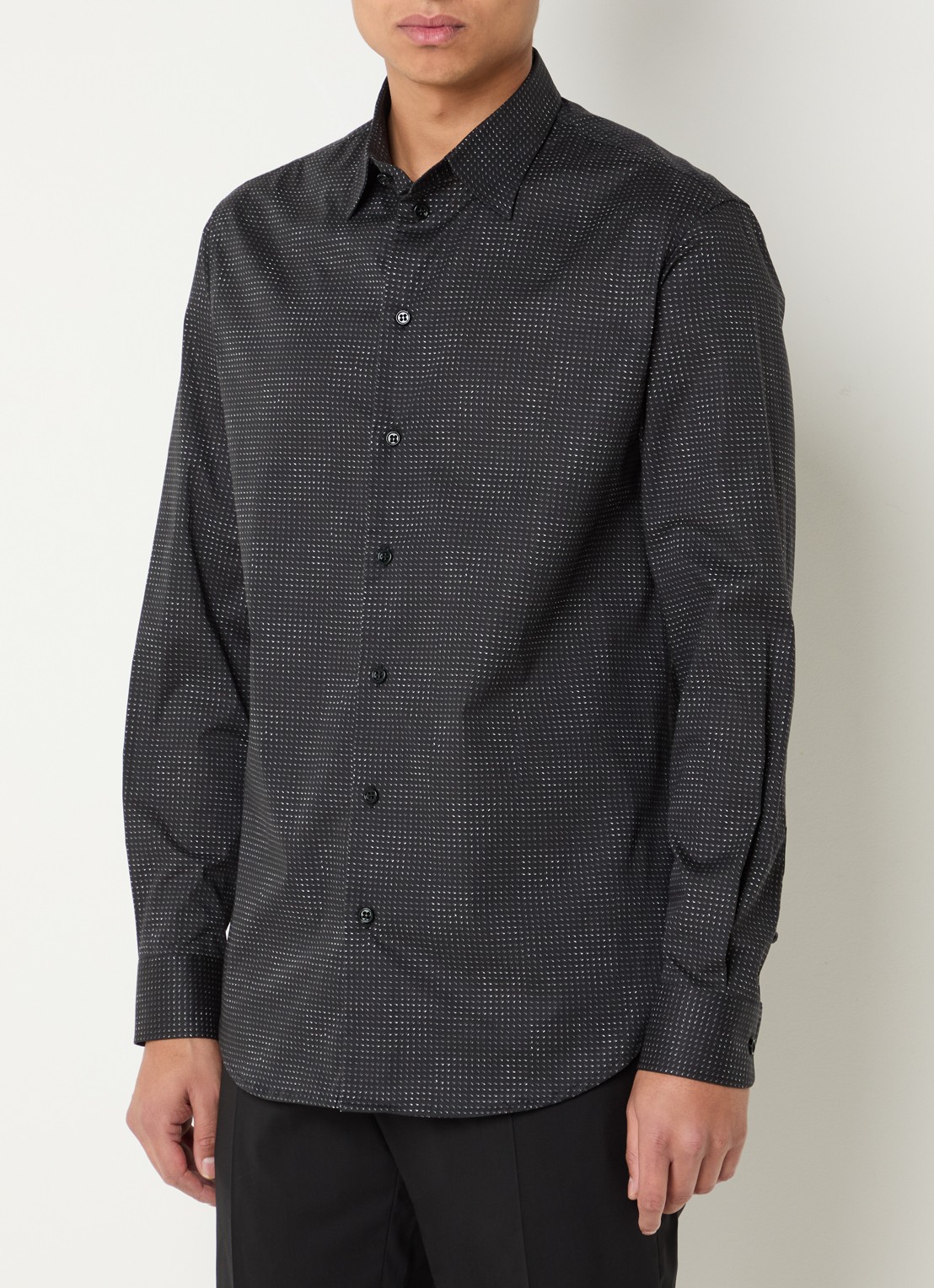 Armani Regular fit overhemd van katoen - detail 3 zwart