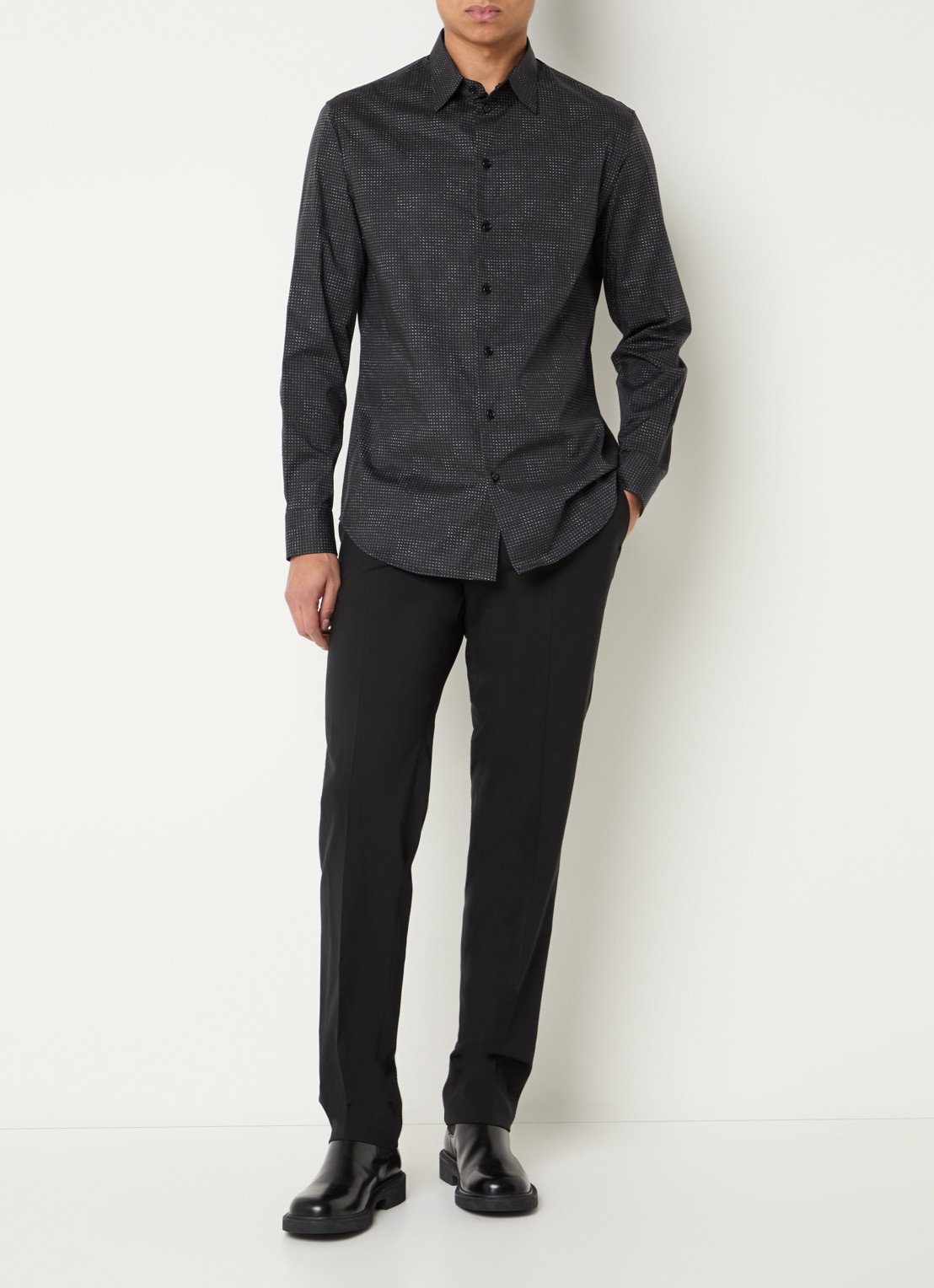 Armani Regular fit overhemd van katoen - voorkant 2 zwart