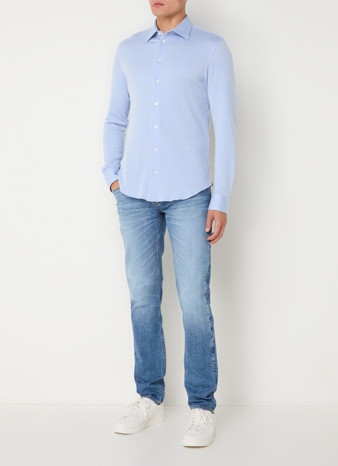 Armani Regular fit overhemd   - voorkant 2 blauwgrijs