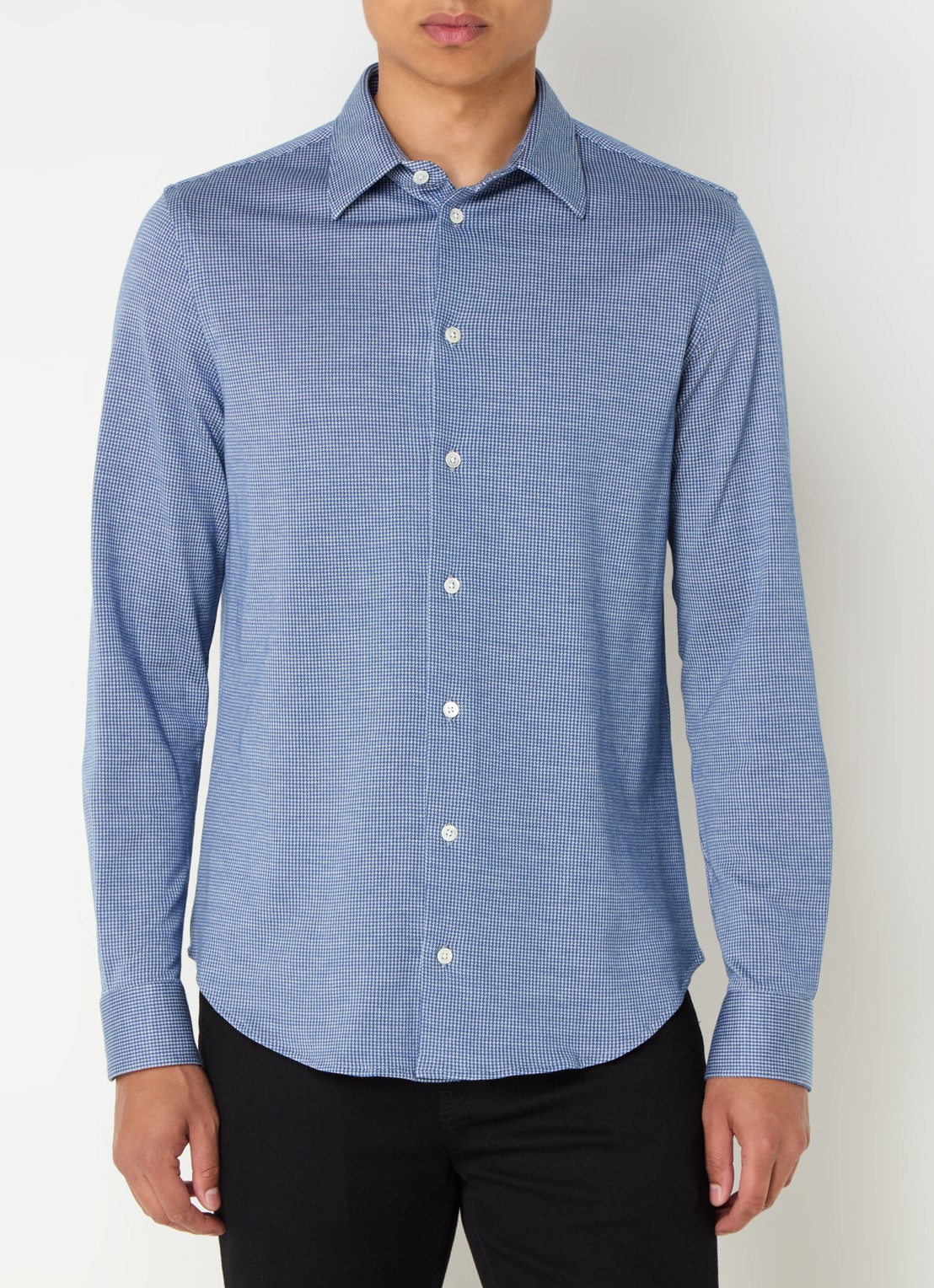 Armani Regular fit overhemd   - detail 4 donkerblauw