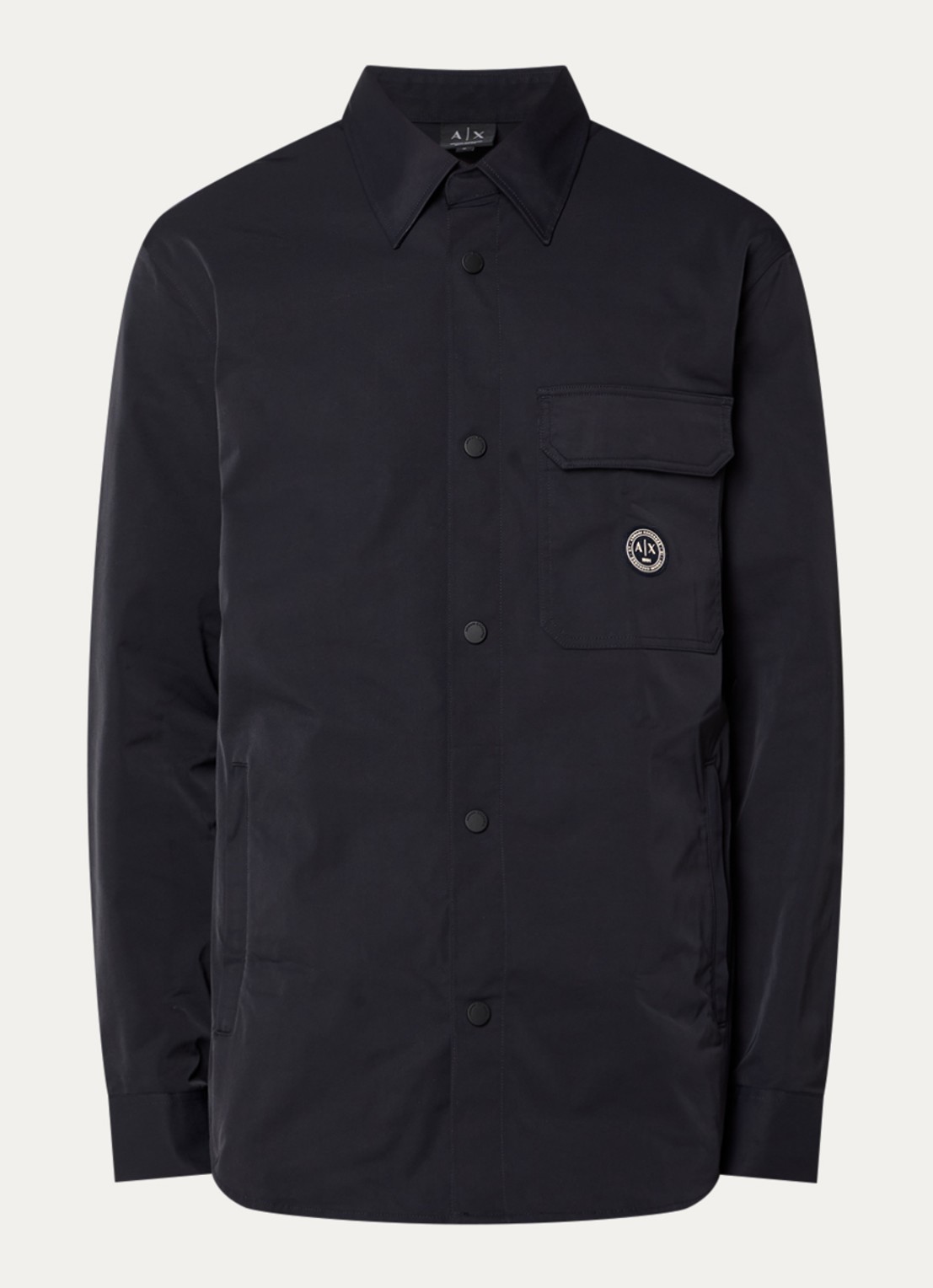 Armani Regular fit overshirt met borstzak - voorkant 3 donkerblauw