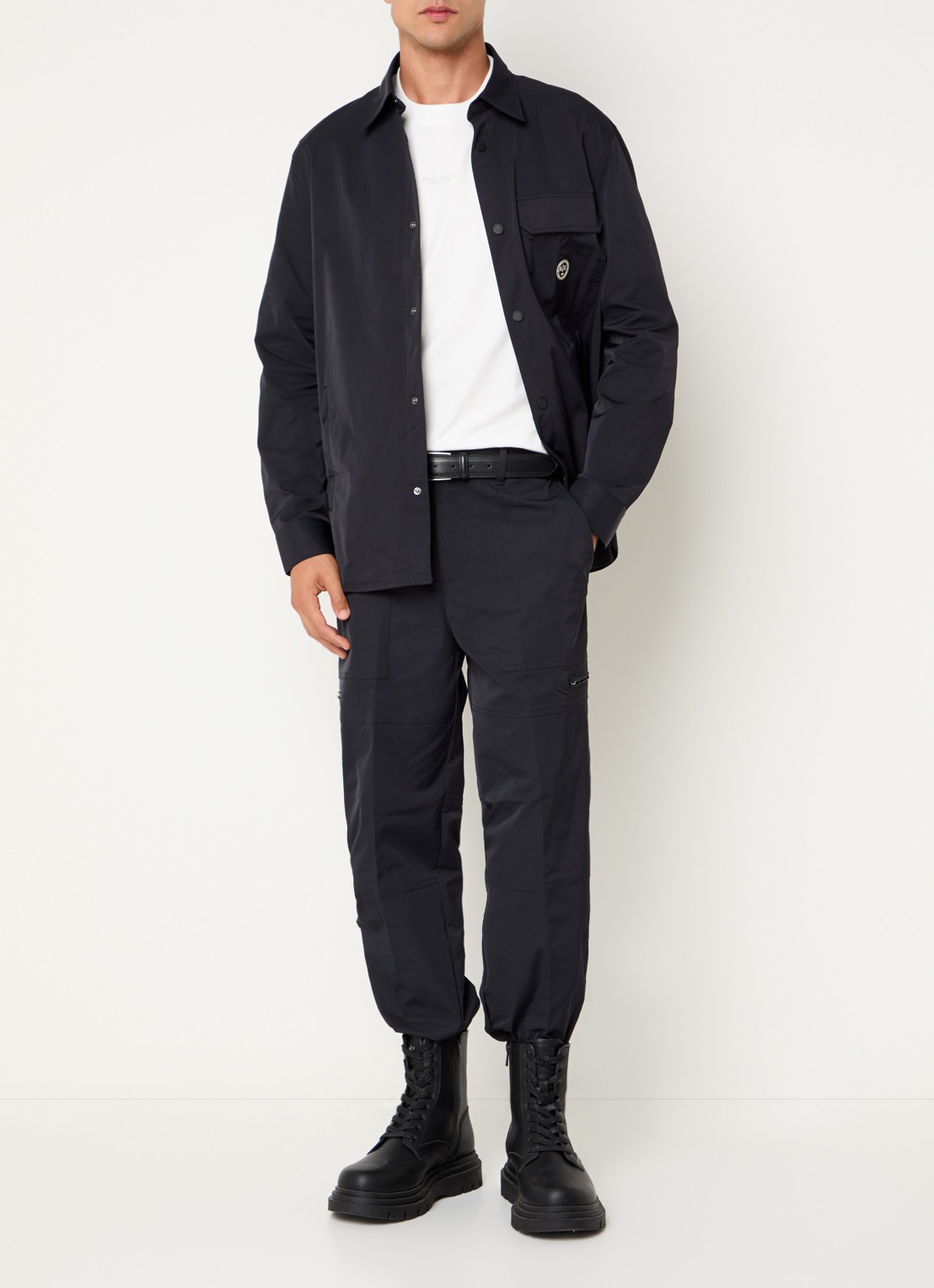 Armani Regular fit overshirt met borstzak - voorkant 4 donkerblauw