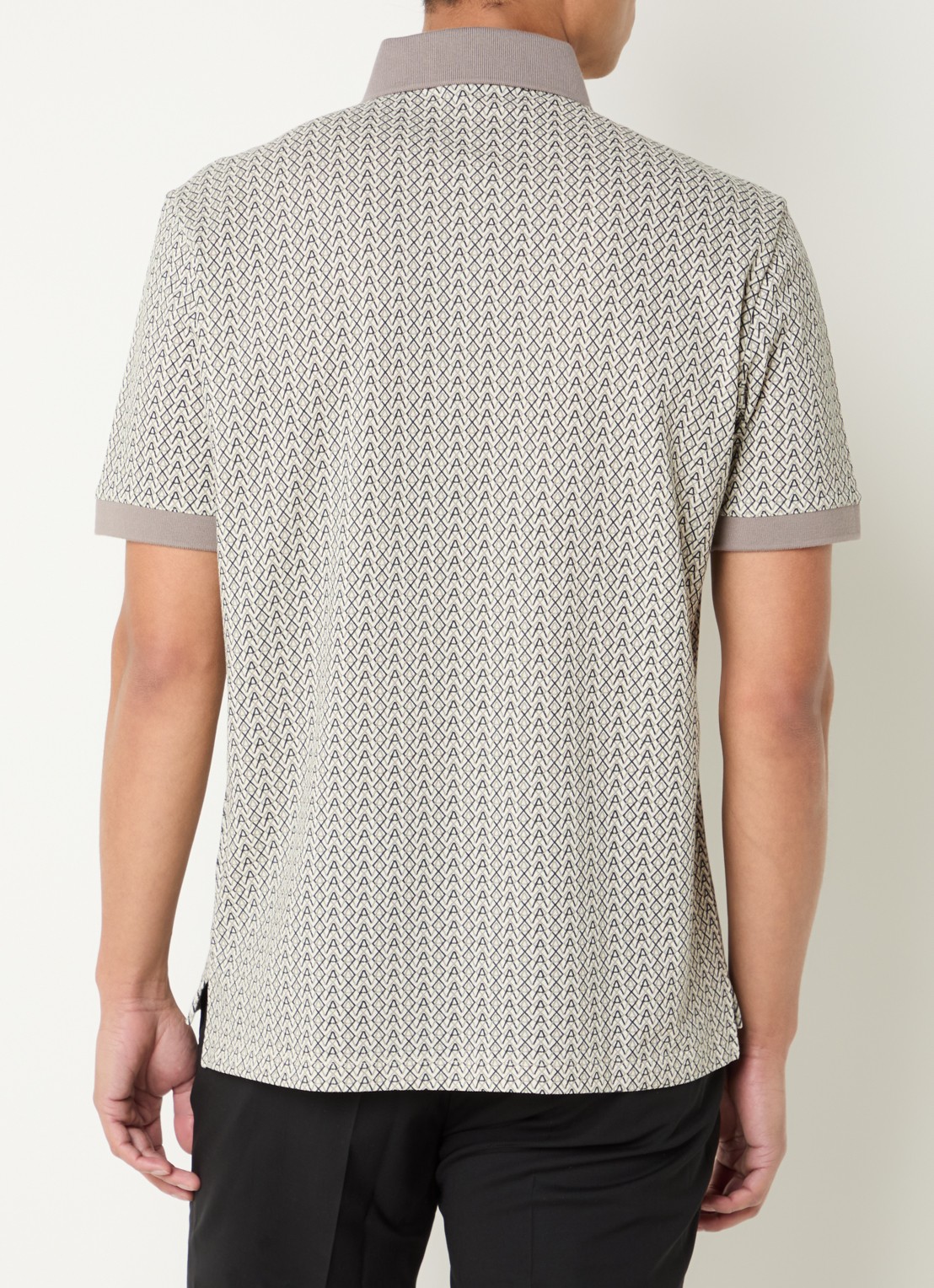 Armani Regular fit polo met grafische print - achterkant 4 creme