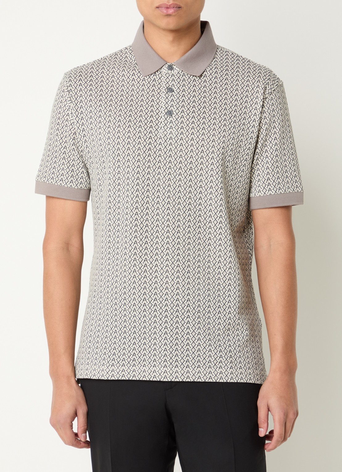 Armani Regular fit polo met grafische print - detail 3 creme