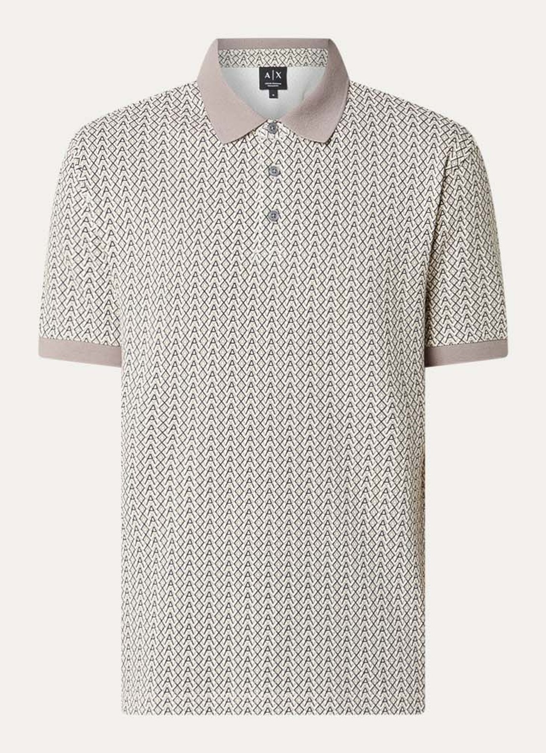 Armani Regular fit polo met grafische print - voorkant creme