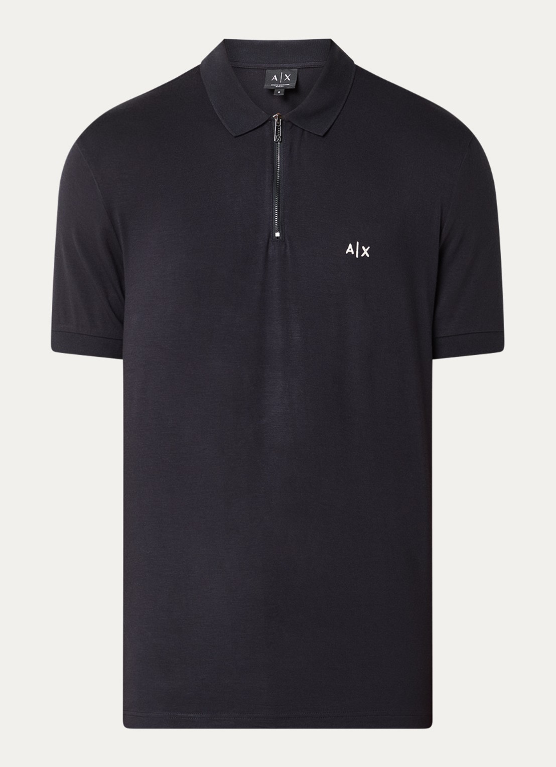 Armani Regular fit polo met halve rits - voorkant donkerblauw