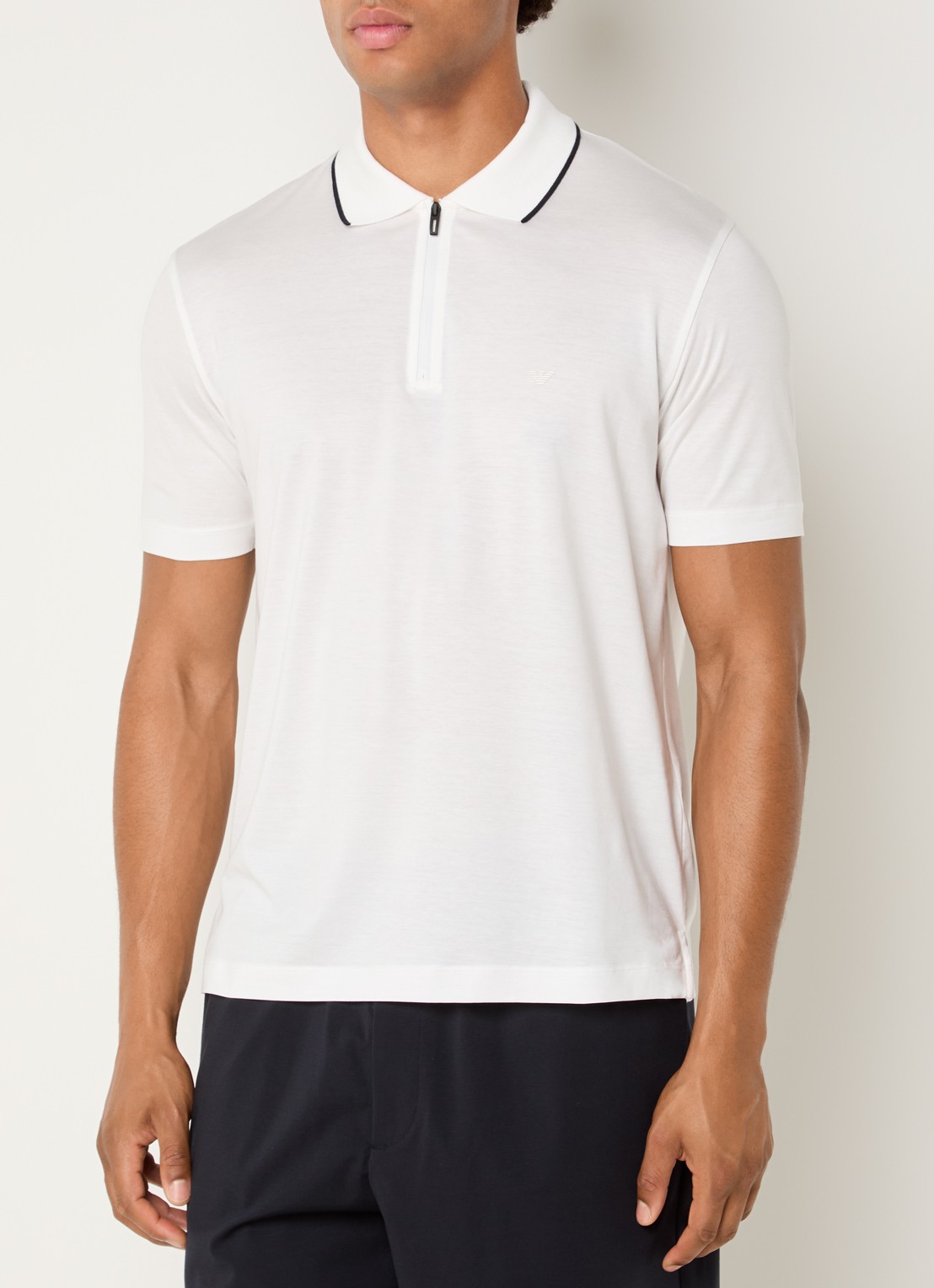 Armani Regular fit polo met halve rits - detail 4 wit