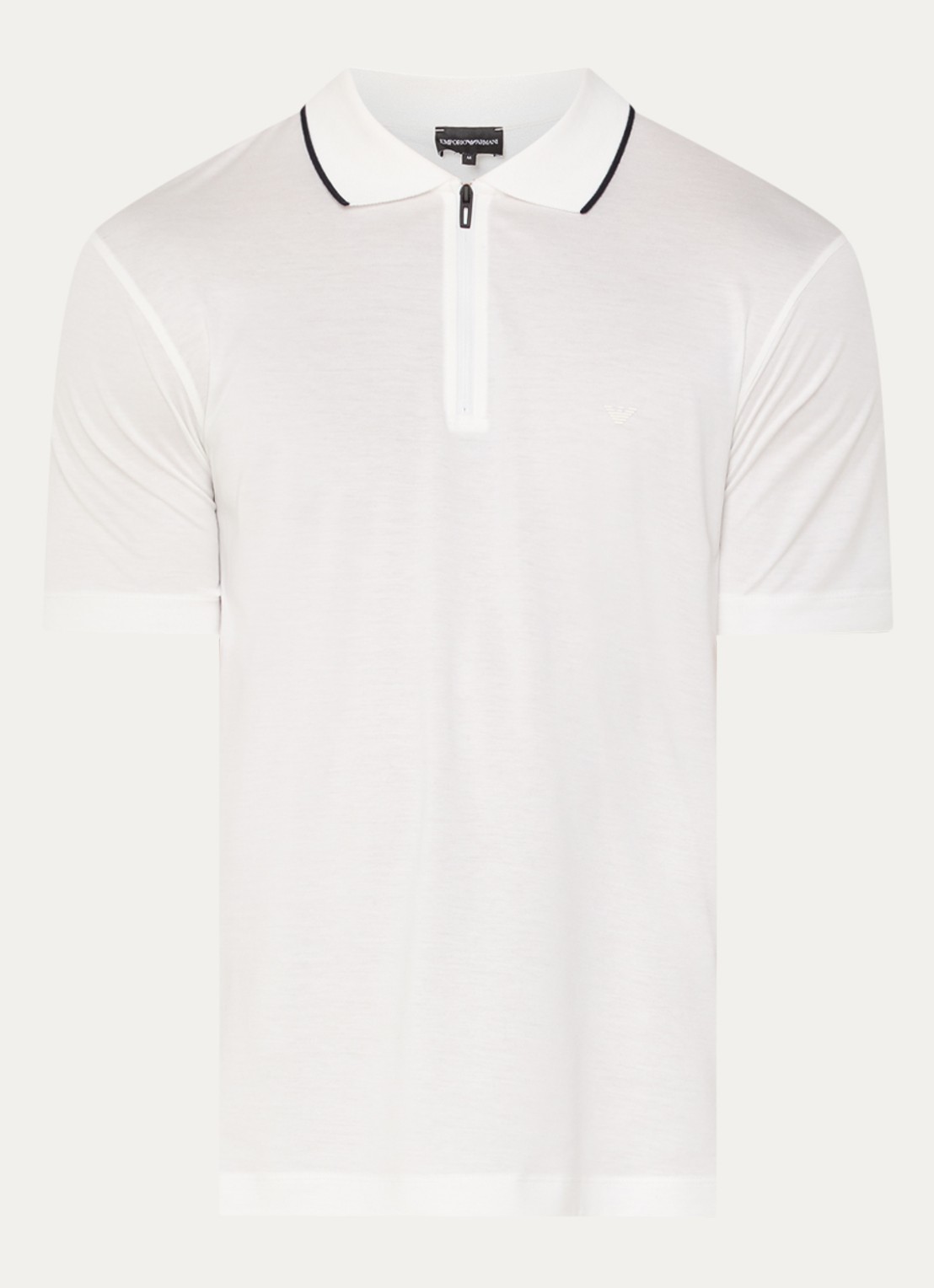 Armani Regular fit polo met halve rits - voorkant wit