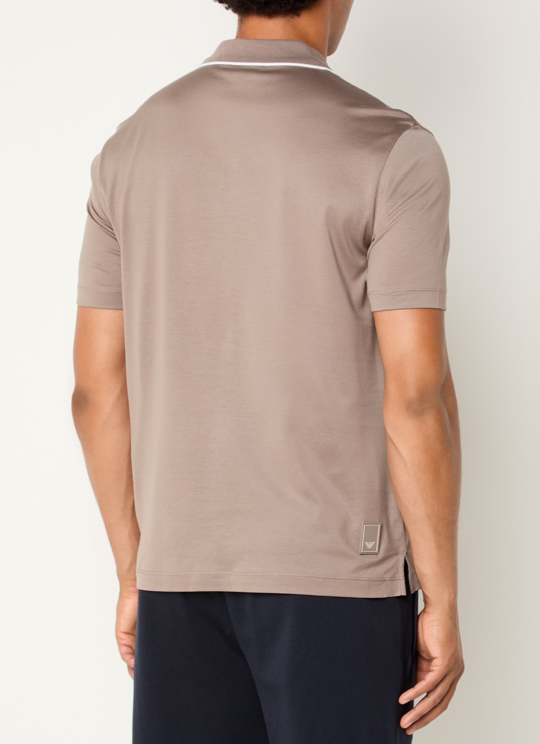 Armani Regular fit polo met halve rits - achterkant 4 lichtbruin