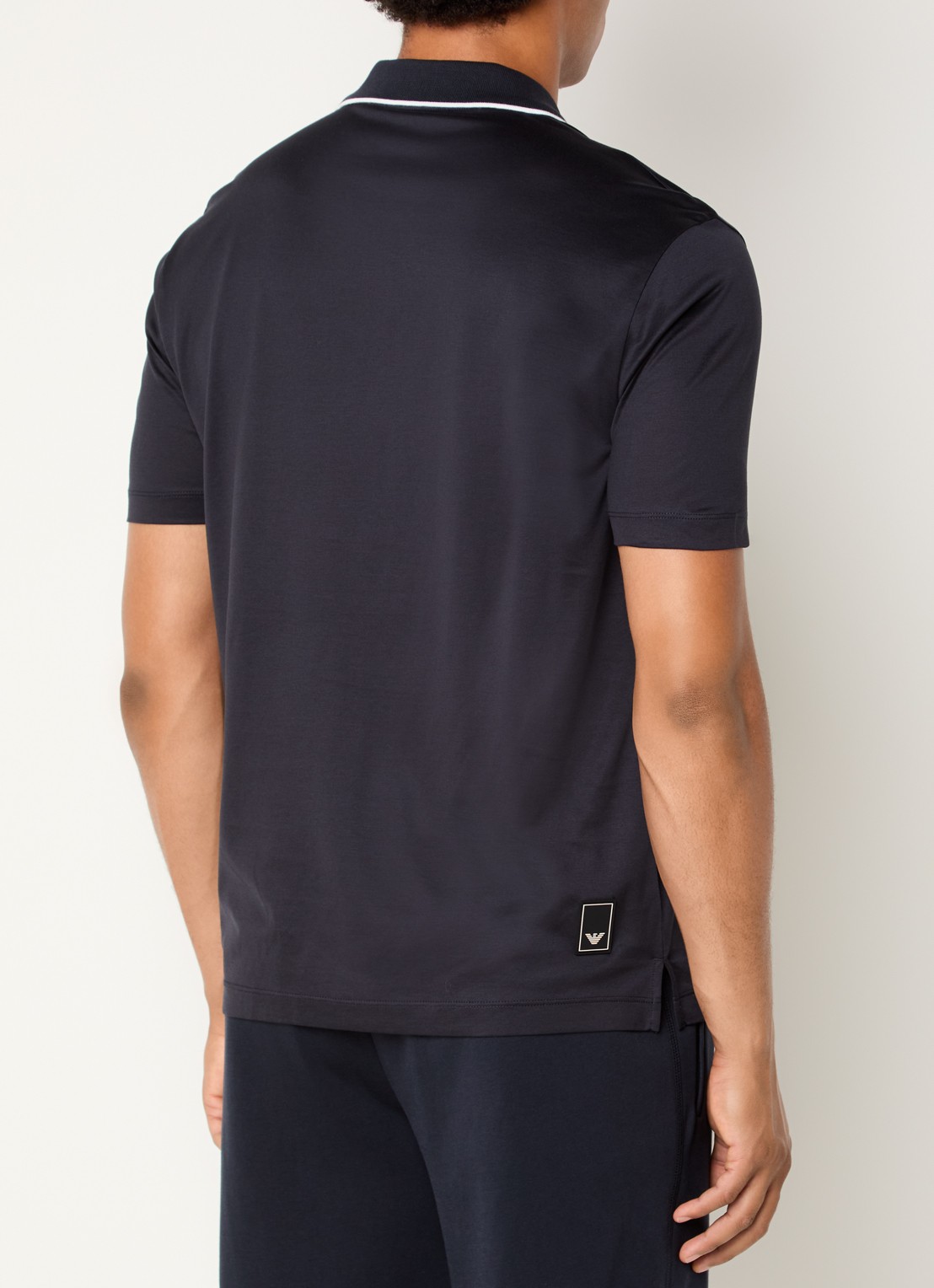 Armani Regular fit polo met halve rits - achterkant 4 donkerblauw