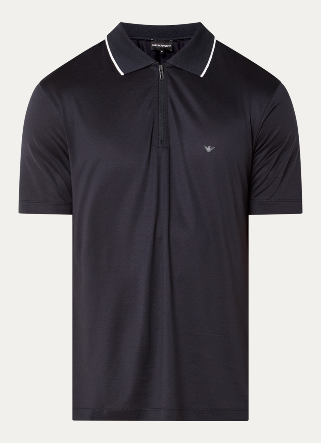 Armani Regular fit polo met halve rits - voorkant 2 donkerblauw
